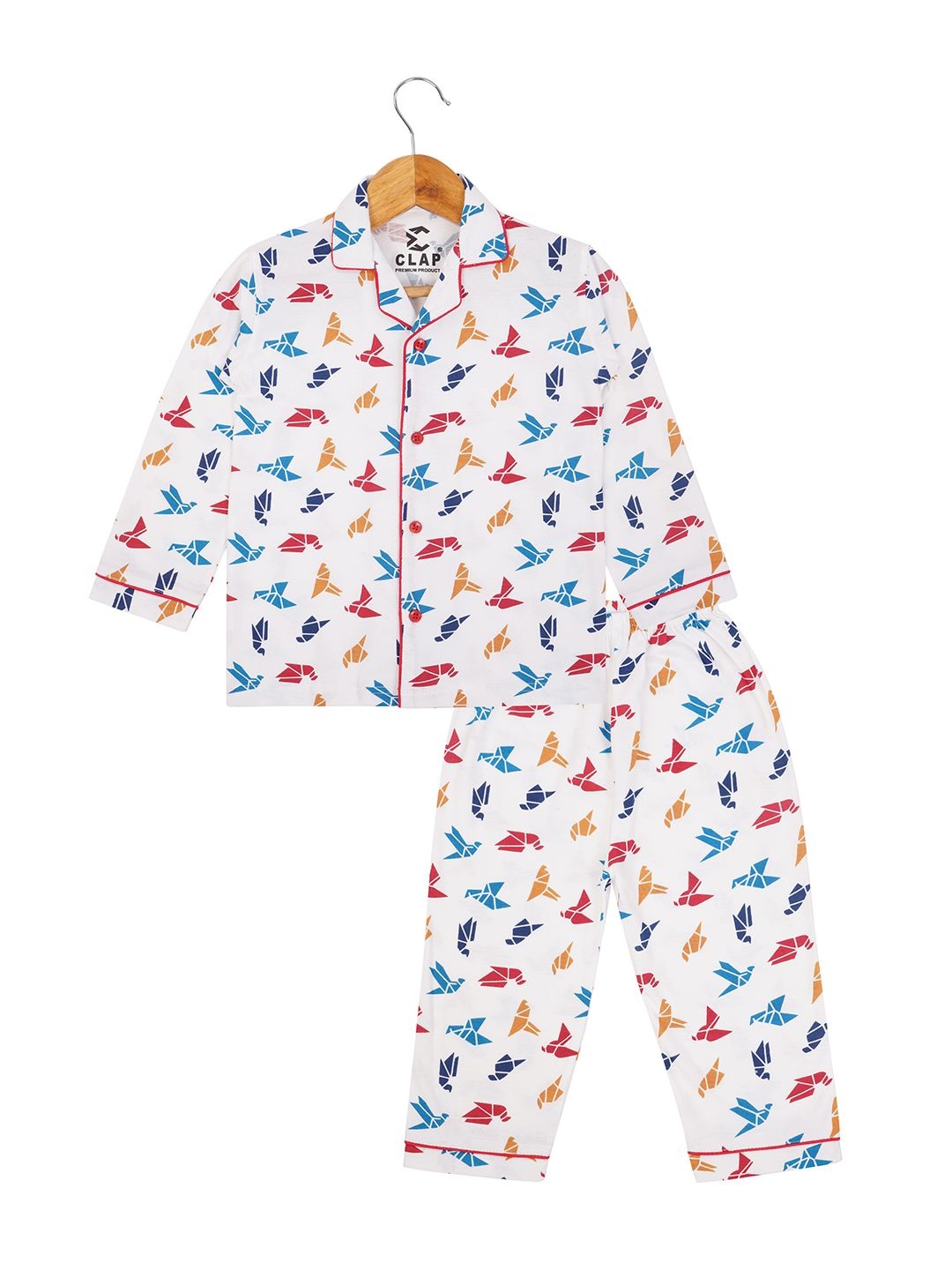 

CLAP Boys Printed Shirt with Trousers, White