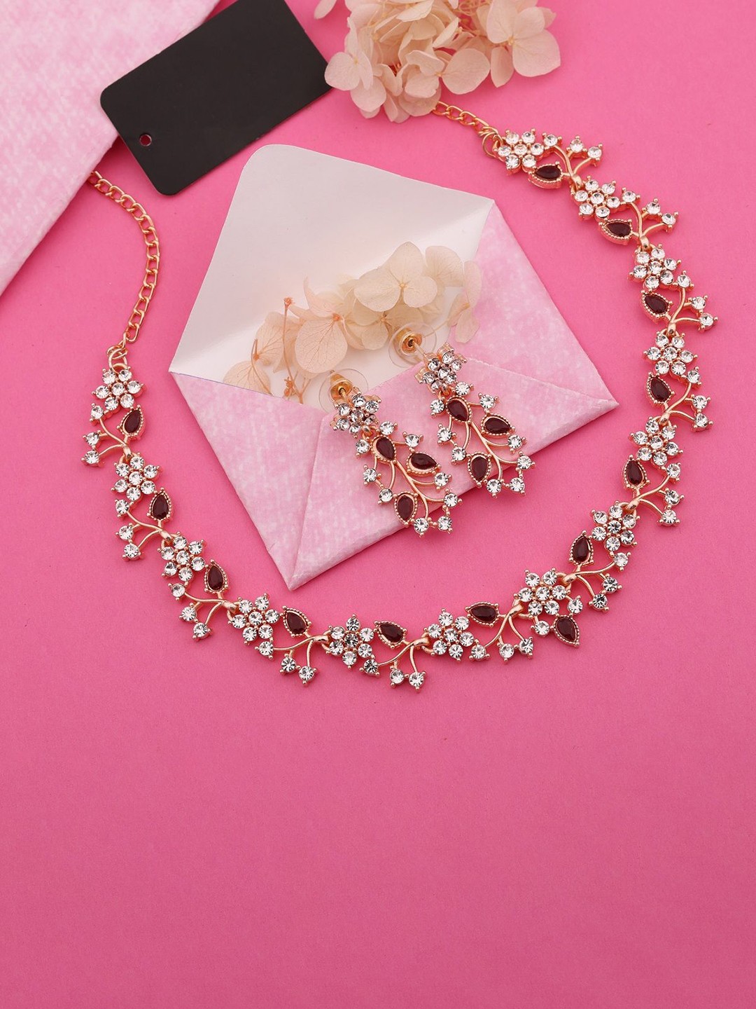 

Lyriss Set Of 2 Gold & Rose Gold Plated AD Stone Studded Jewellery Sets