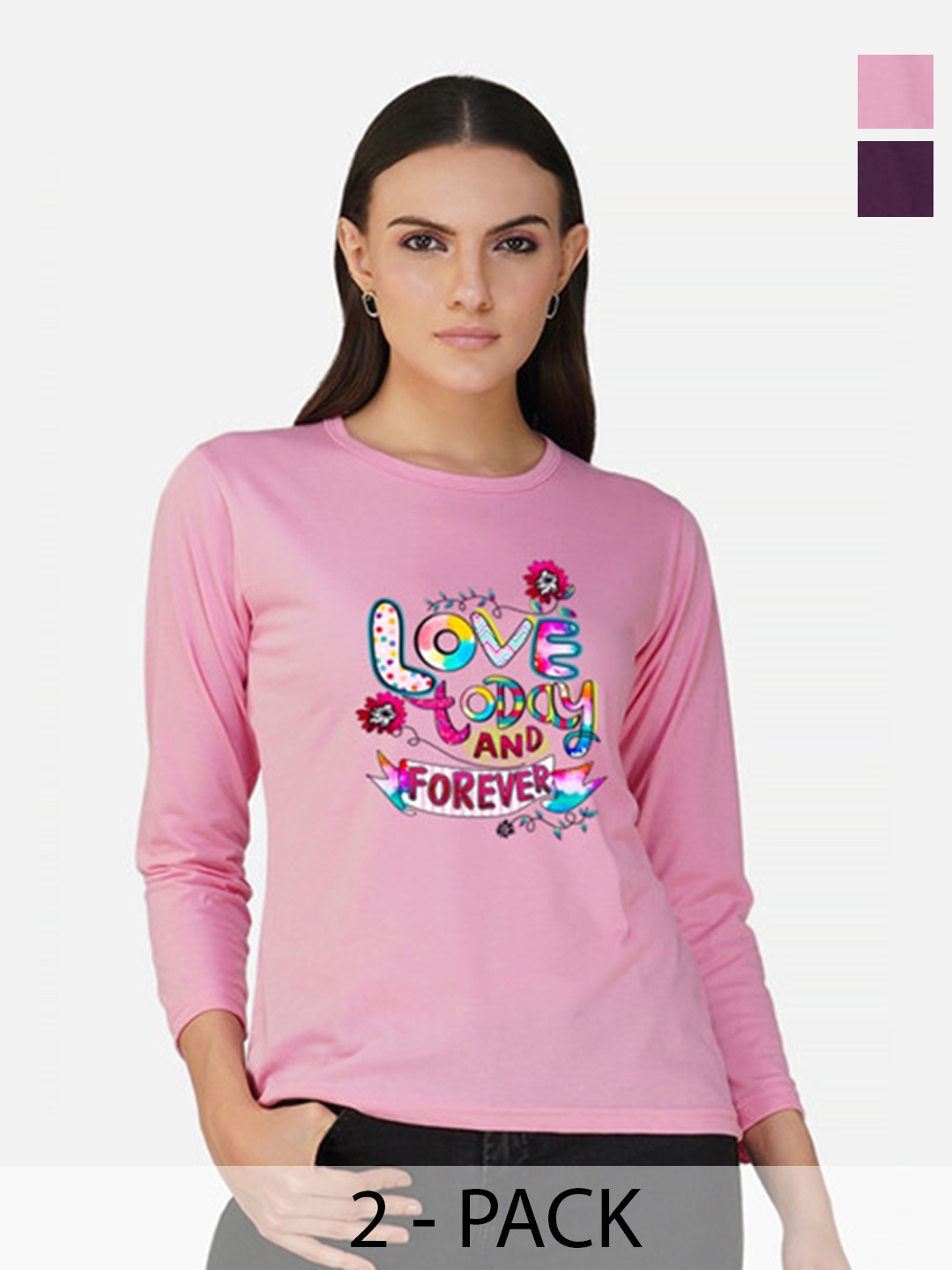 

Metronaut Women 2 Printed Bio Finish T-shirt, Pink