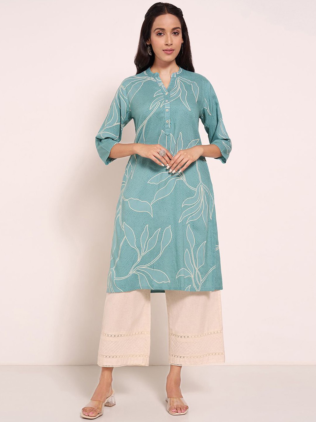 

RANGMANCH BY PANTALOONS Women Geometric Printed Kurta, Green