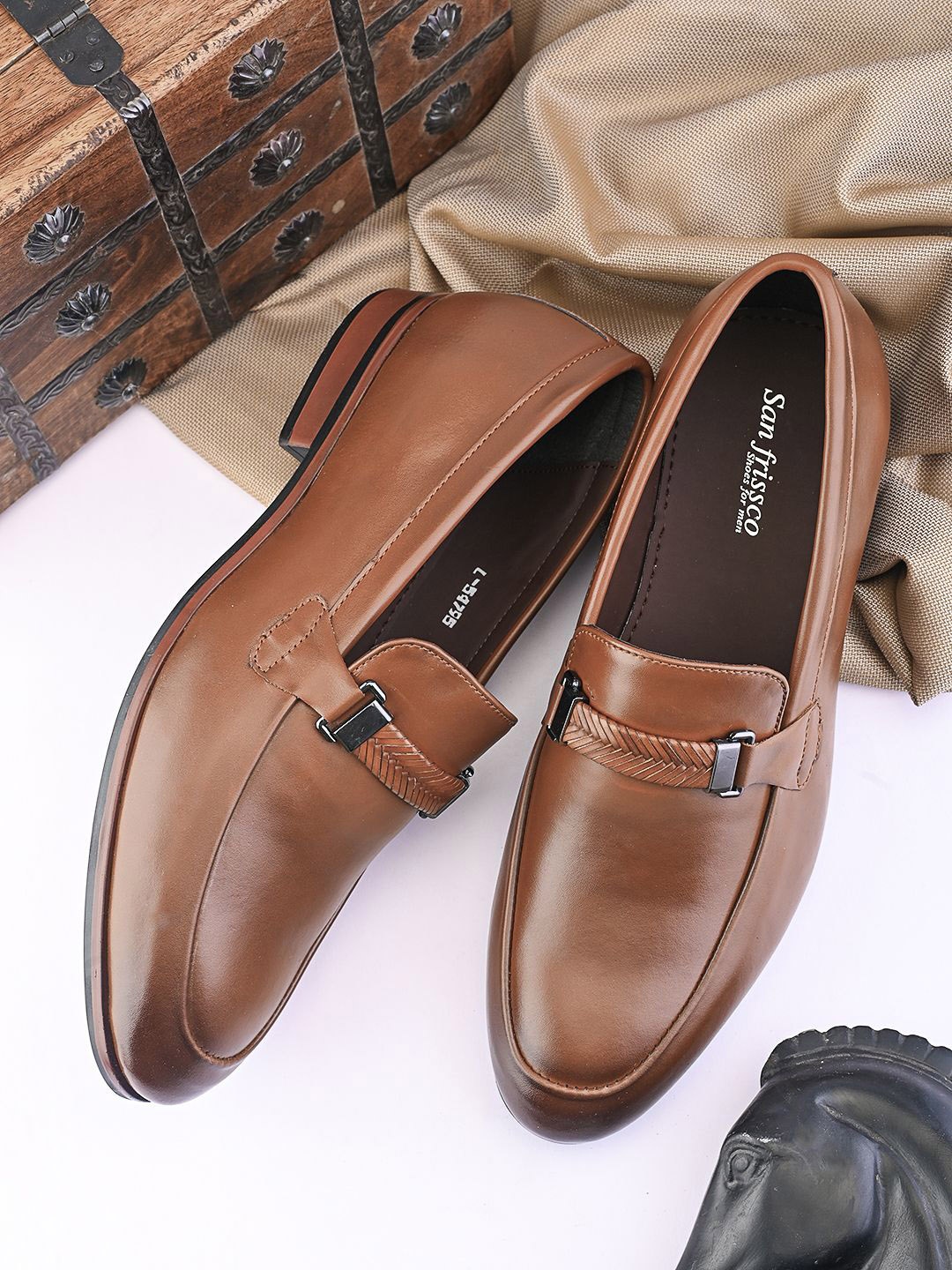 

San Frissco Men Leather Formal Loafers, Tan