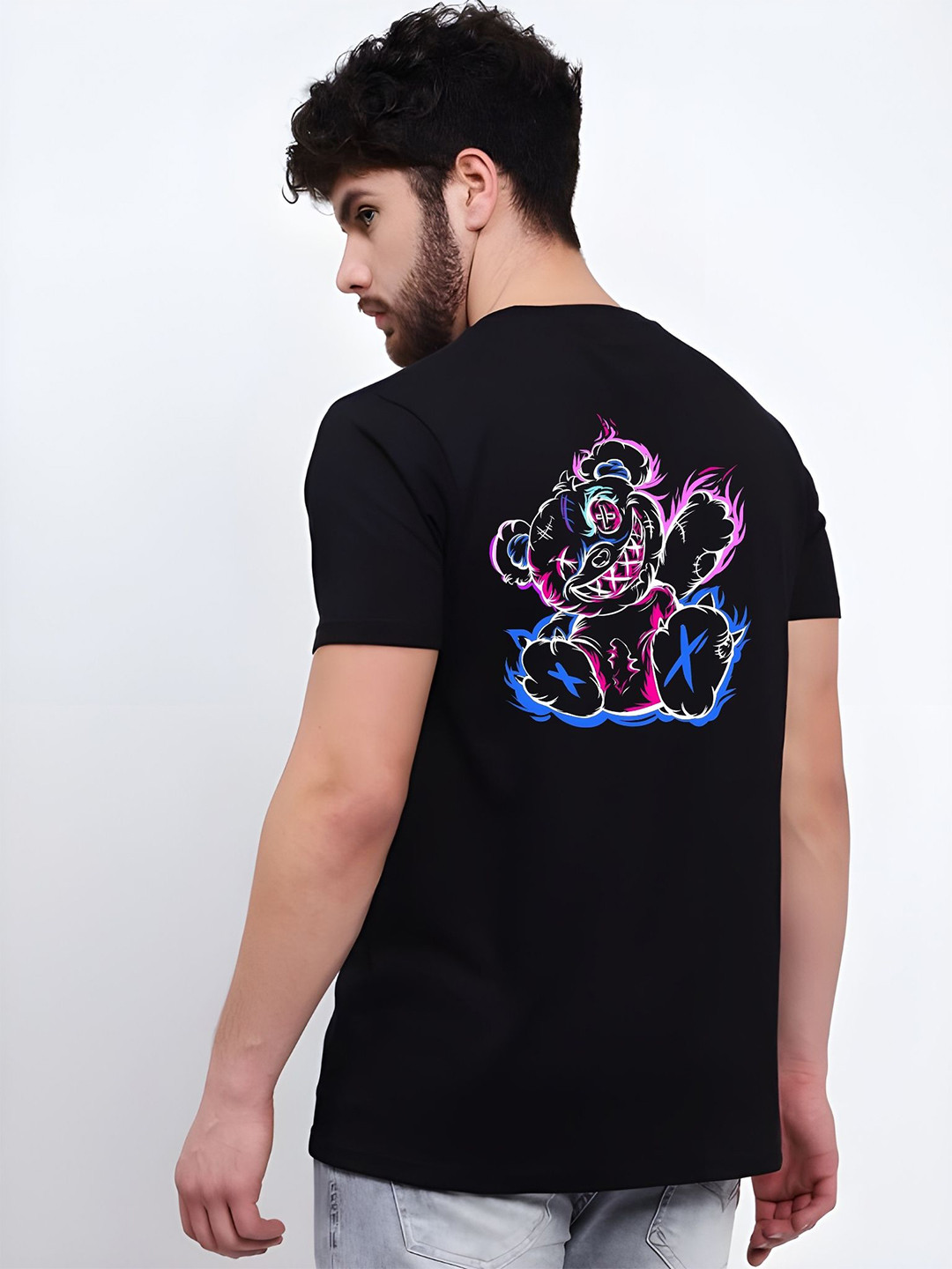 

THE BEETEL HOUSE Men Drop-Shoulder Sleeves T-shirt, Black