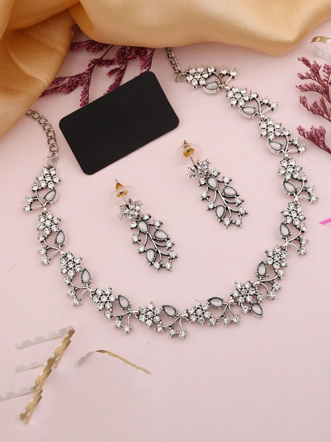 

Lyriss Set Of 2 Gold & Silver Plated AD Stone Studded Jewellery Sets
