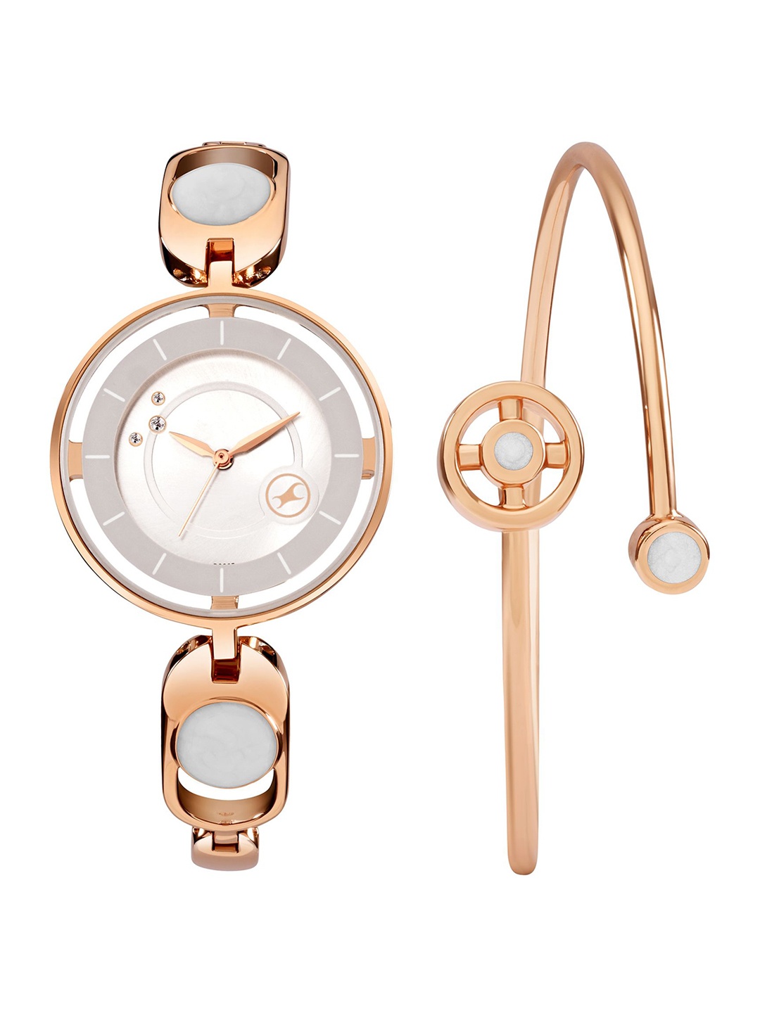 

Fastrack Women Brass Dial & Straps Watch 6237WM02F, Rose gold