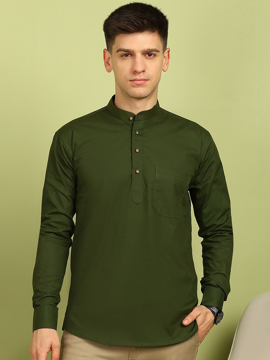 

FUBAR Men Kurta, Green