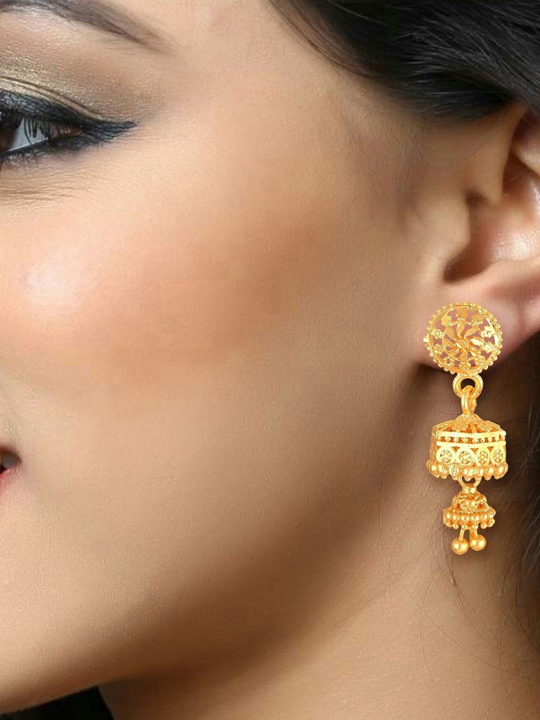 

DIVASTRI Contemporary Jhumkas Earrings, Gold
