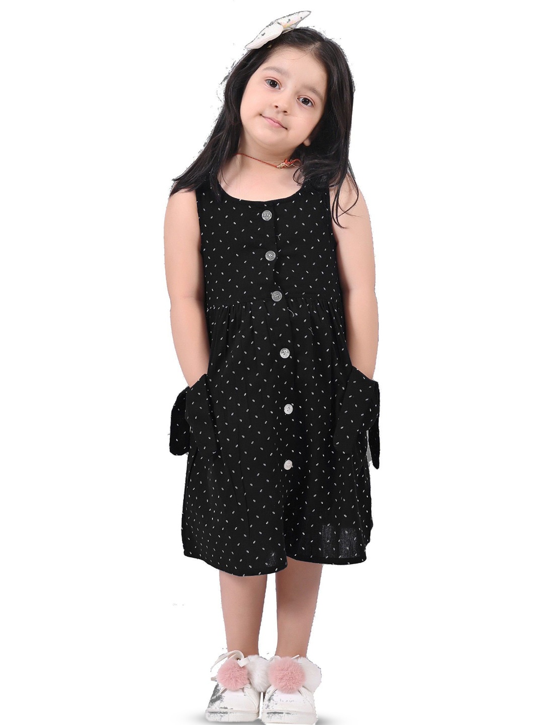 

Billion Polka Dot Print A-Line Dress, Black