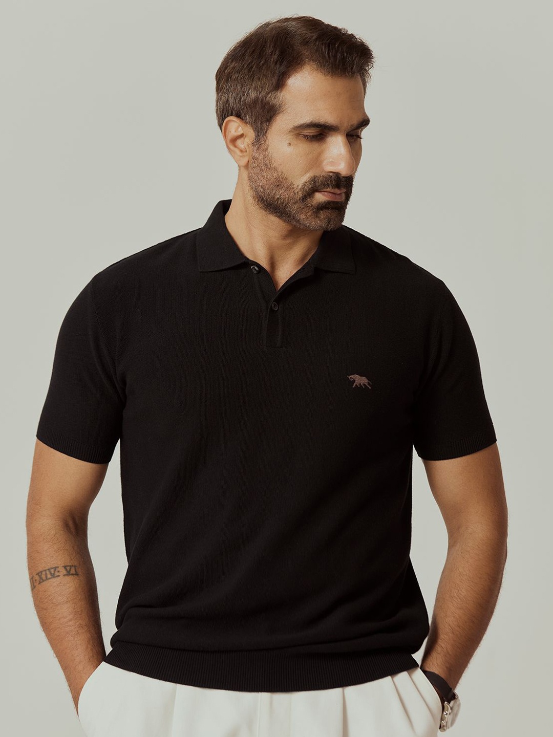 

Andamen Men Casual Cotton Structure Regular Fit Polo T-Shirt, Black