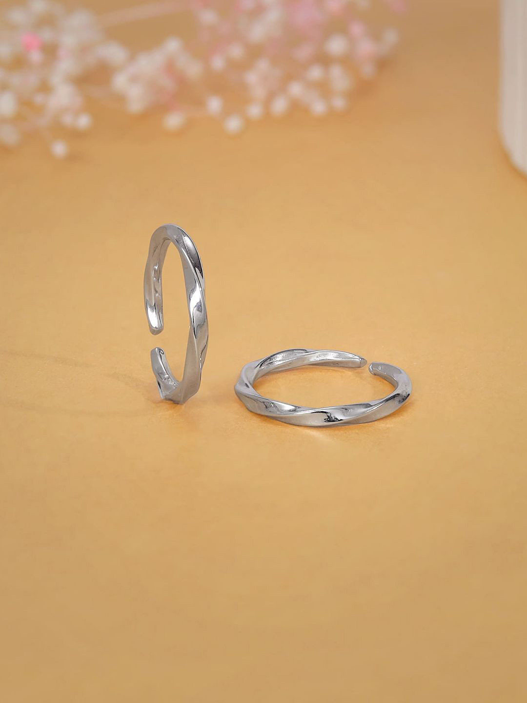 

GIVA Rhodium-Plated Toe Rings, Silver