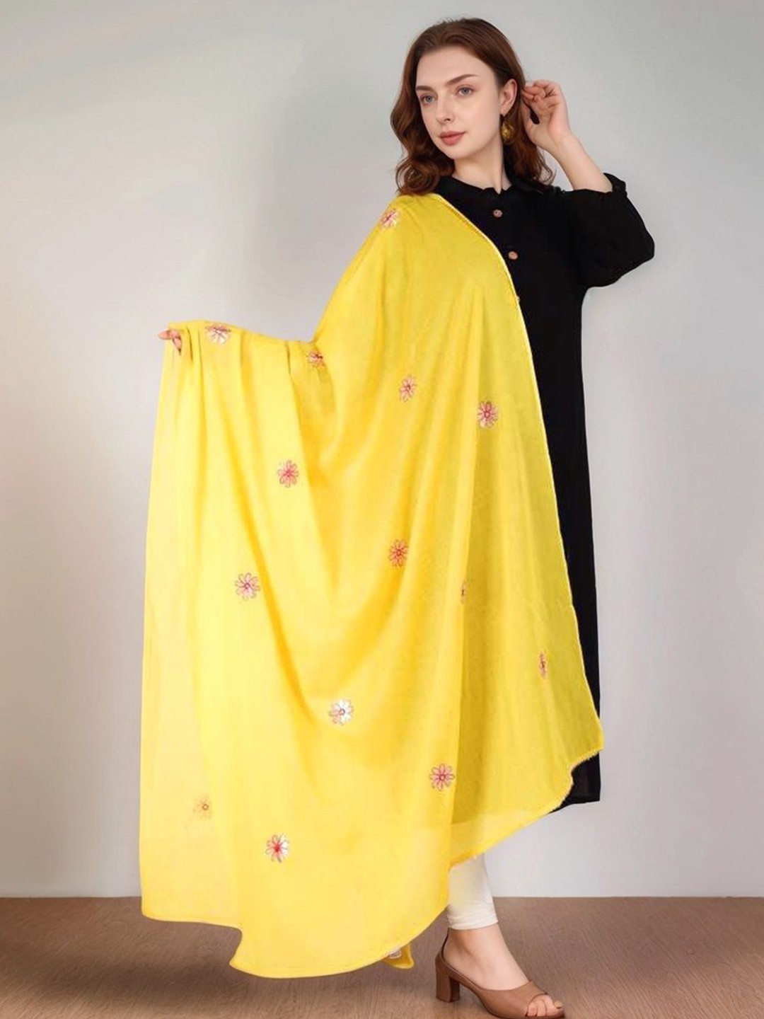 

ANEKYA Embroidered Dupatta, Mustard