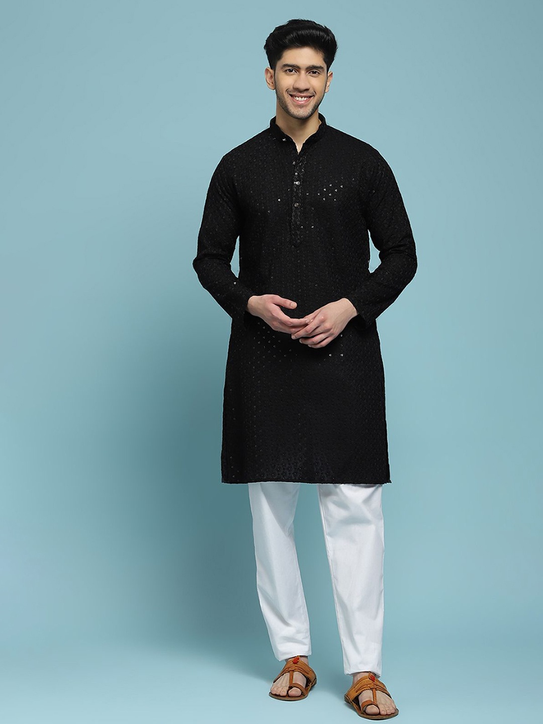 

House of Chikankari Men Kurta, Black