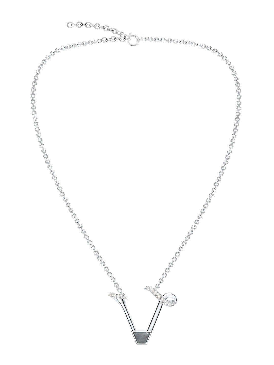 

Kicky And Perky Rhodium-Plated Contemporary Pendants with Chains, Silver