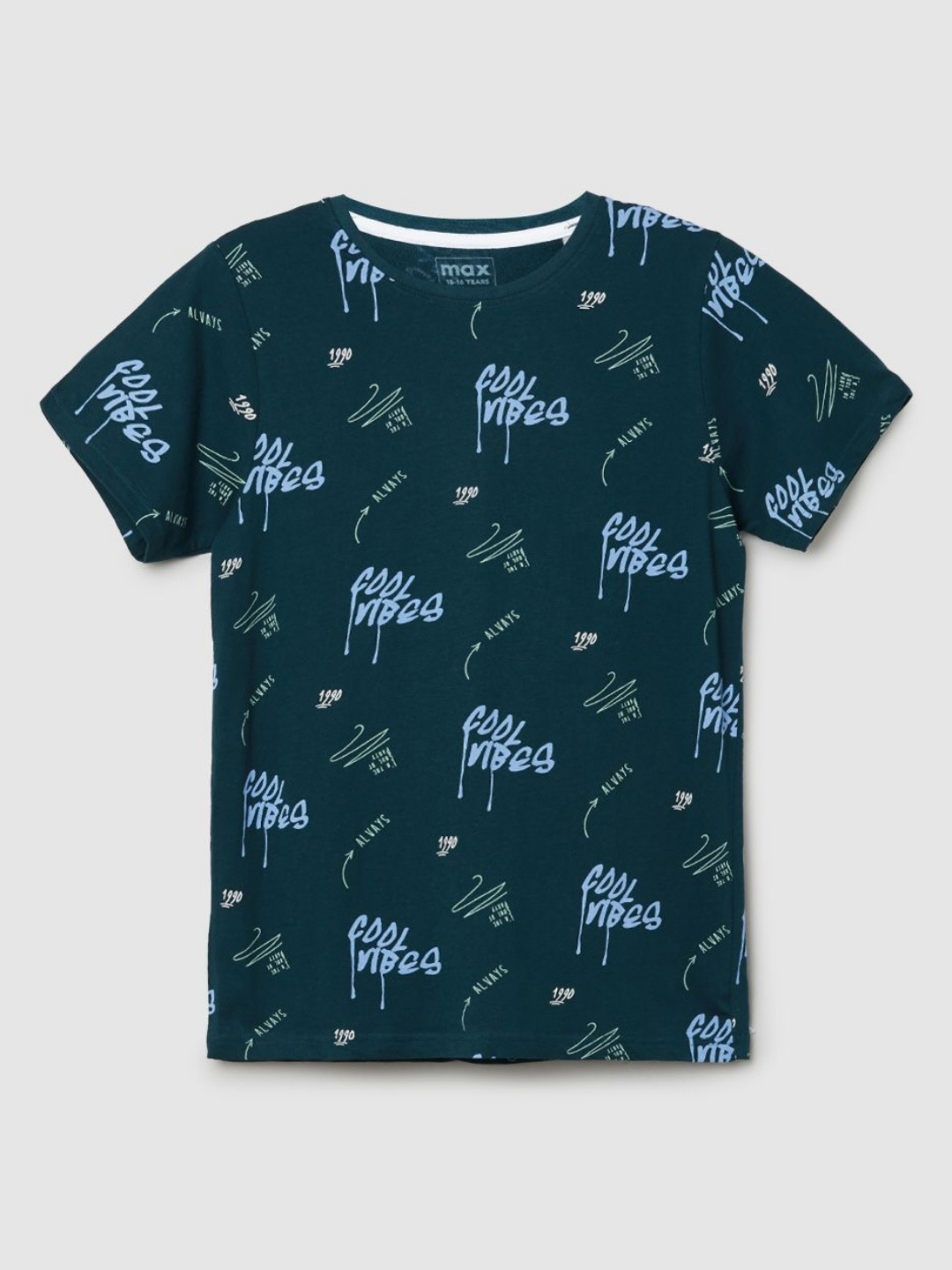 

max Boys Printed Tropical Pockets T-shirt, Green