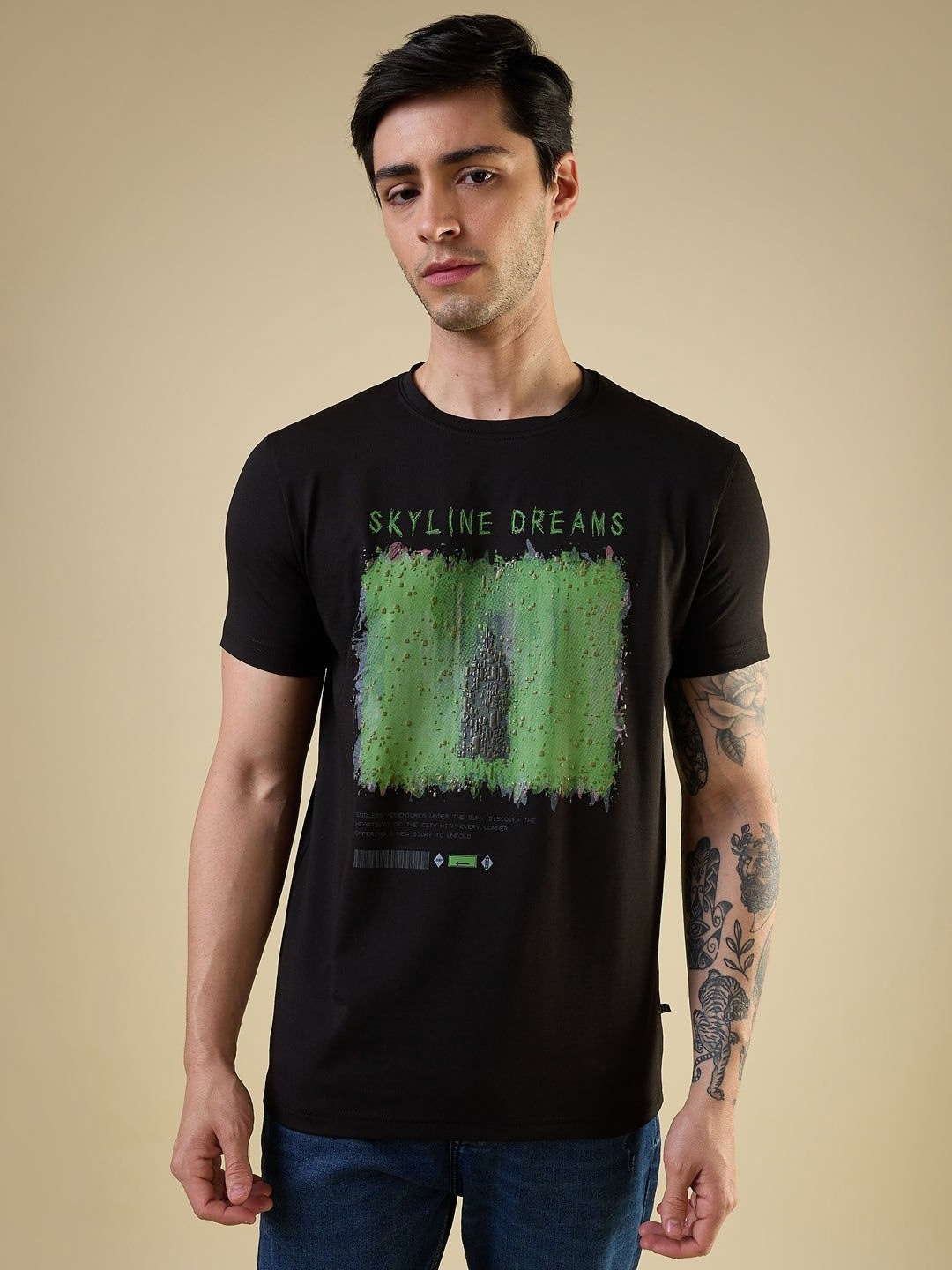

Status Quo Men Printed Applique T-shirt, Black