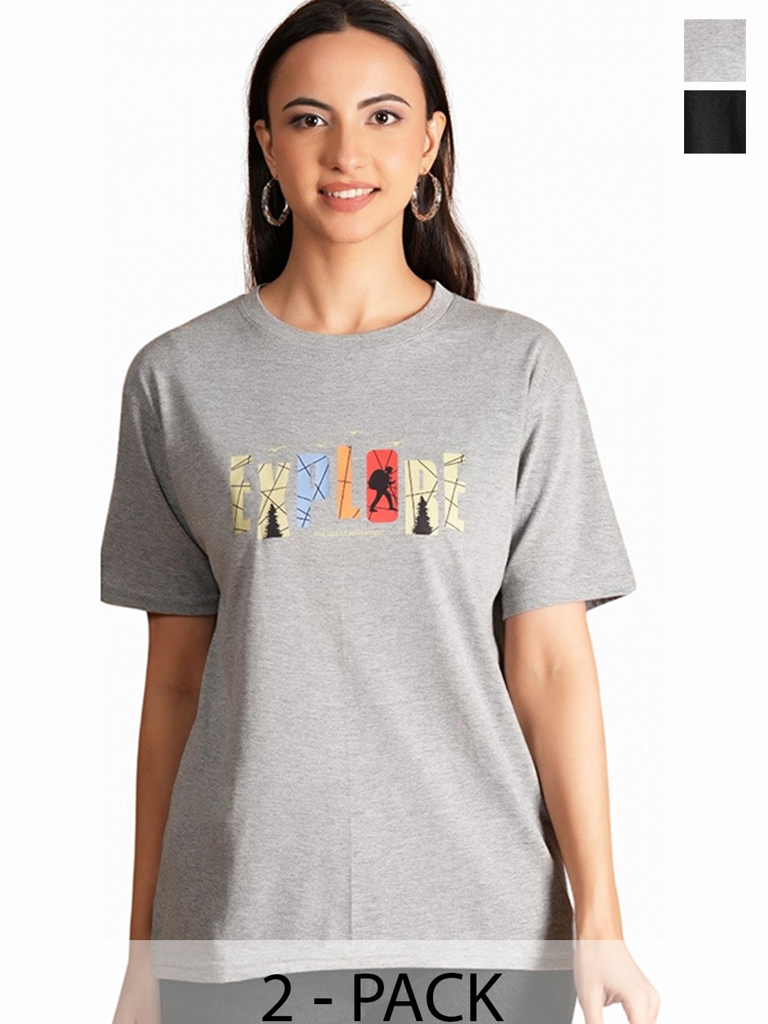 

NEYSA Women Typography 2 Printed T-shirt, Multi