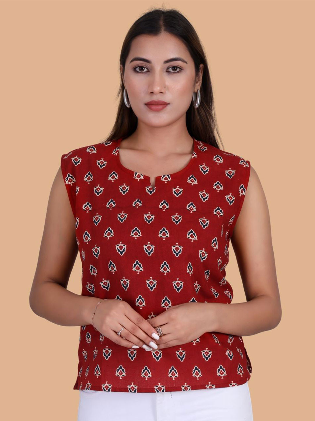 

Moda Rapido Print Cotton Top, Red