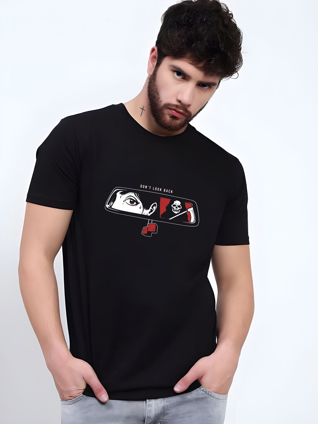 

THE BEETEL HOUSE Men Drop-Shoulder Sleeves T-shirt, Black