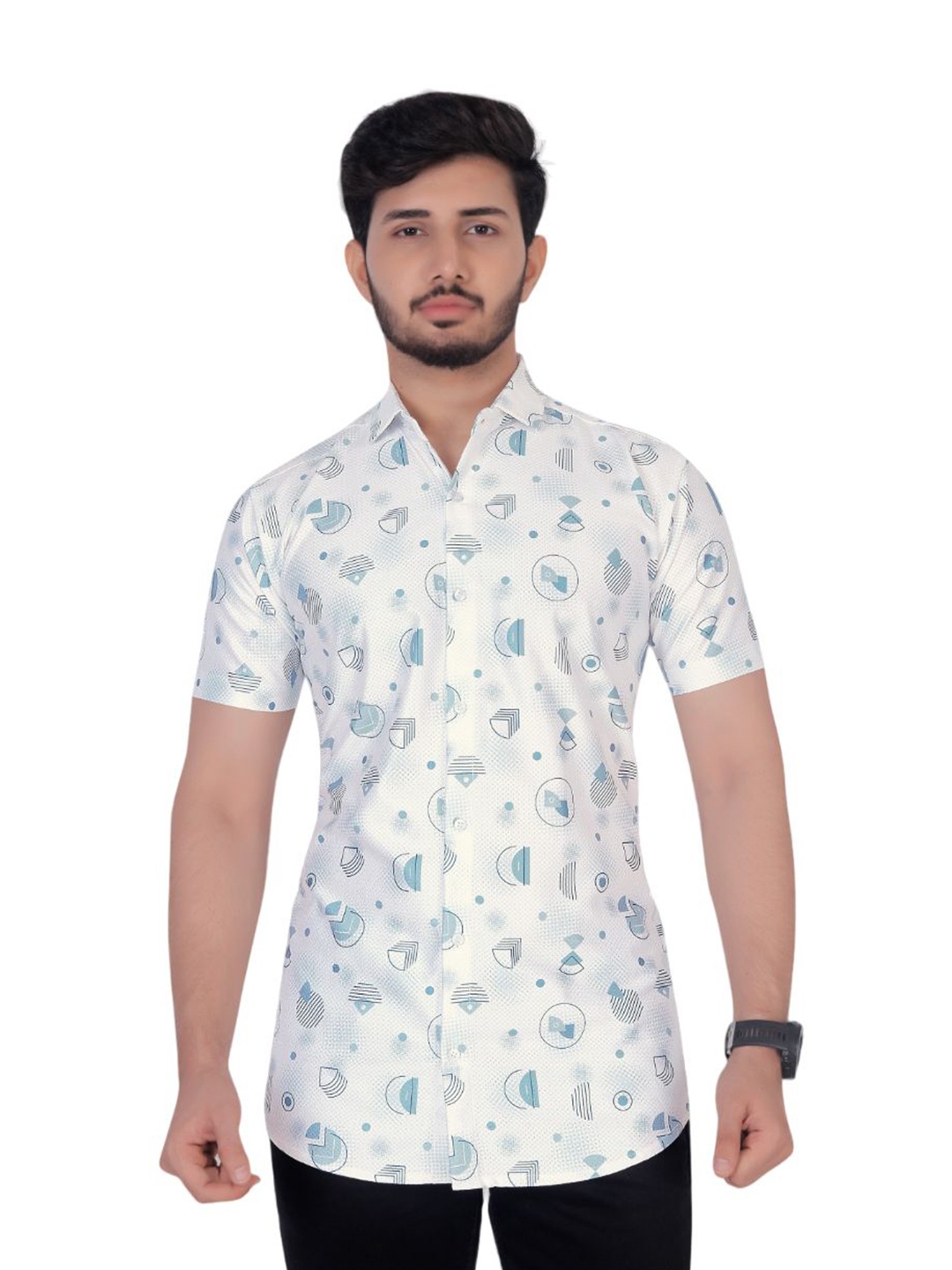 

ELLITI Men Classic Opaque Printed Casual Shirt, White