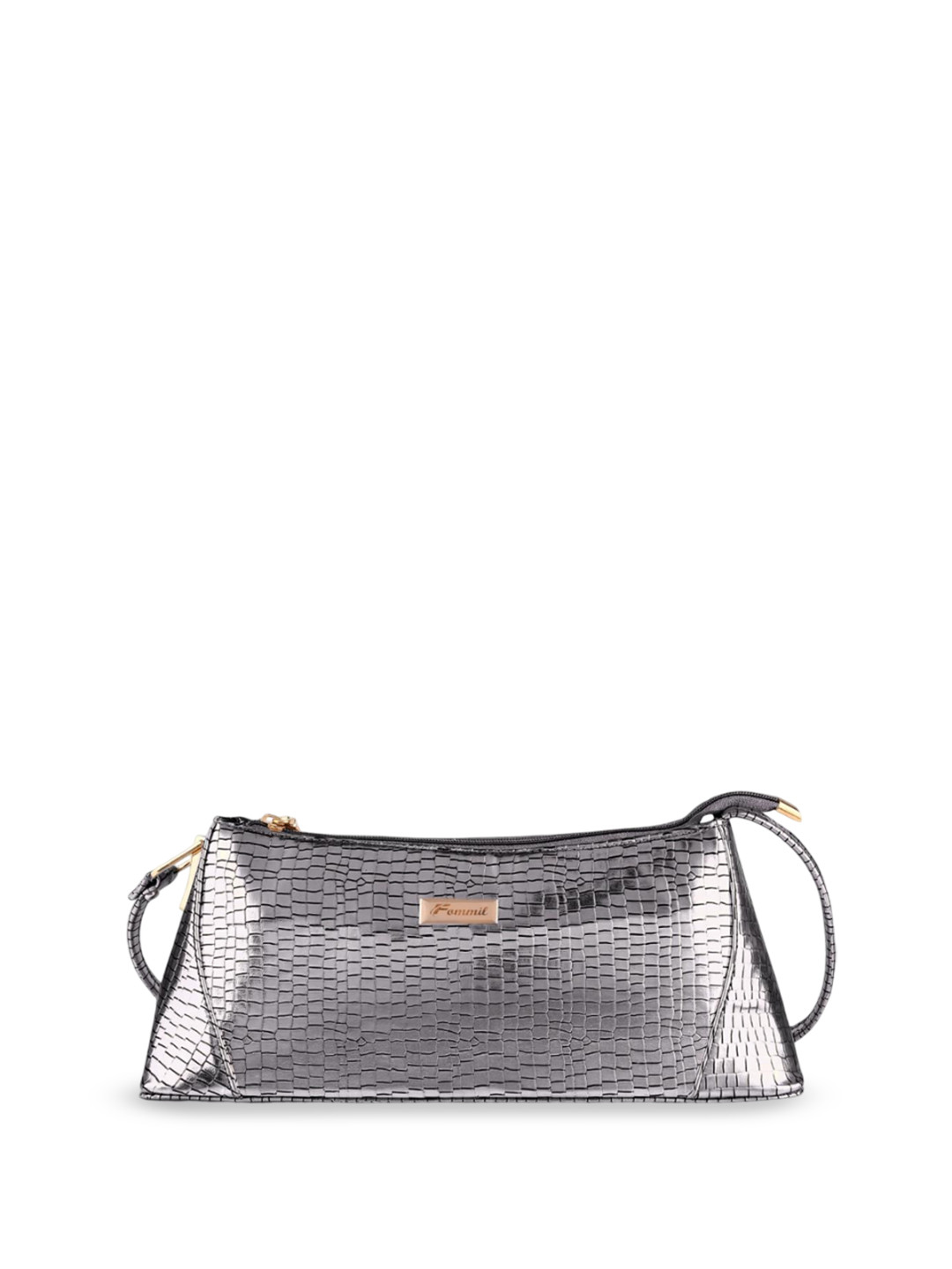 

FOMMIL Structured Sling Bag, Silver