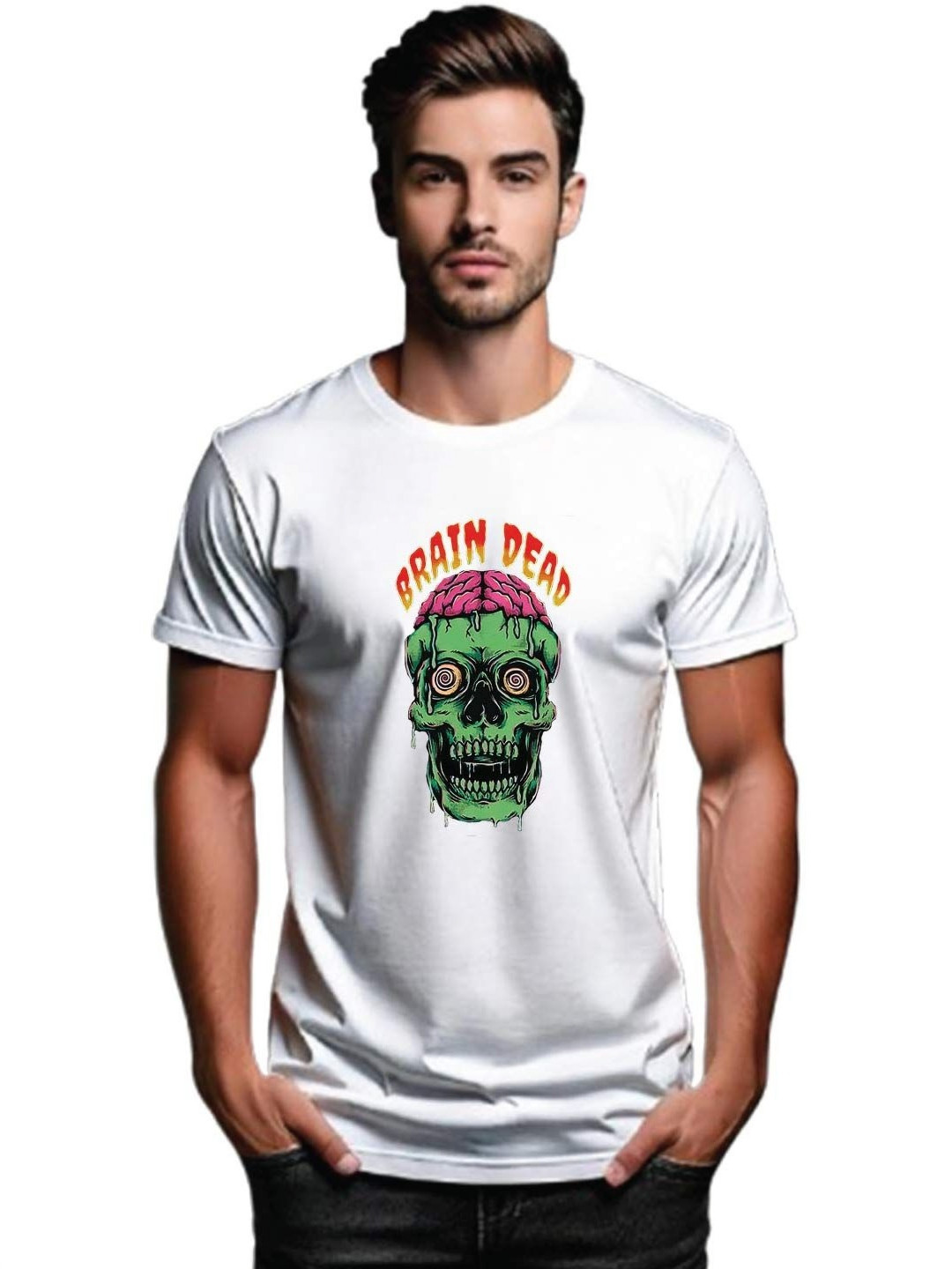 

Tantra Men Printed Raw Edge T-shirt, White