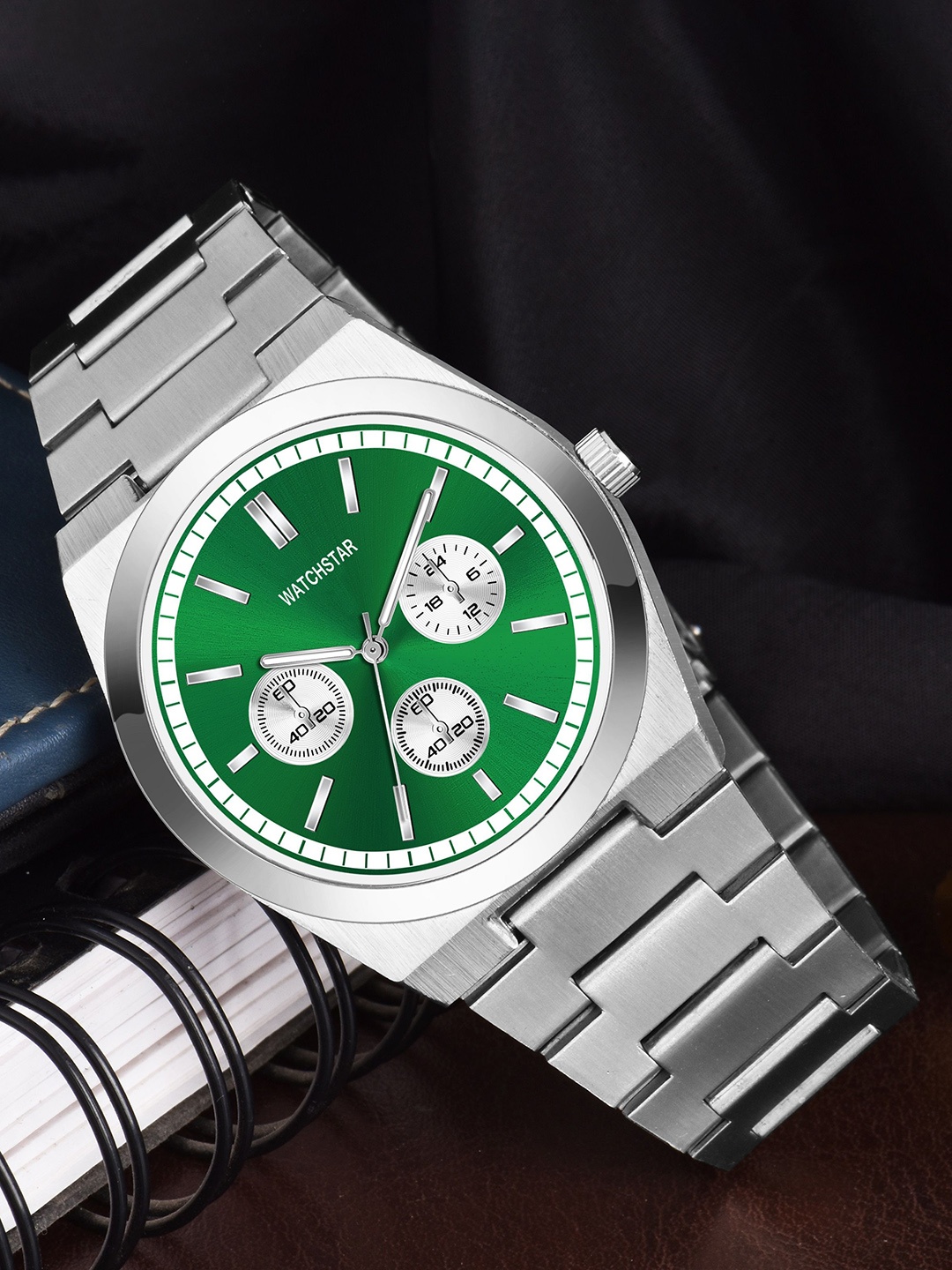 

WATCHSTAR Men Patterned Dial & Stainless Steel Straps Analogue Watch Crono Royal GreenDL, Green