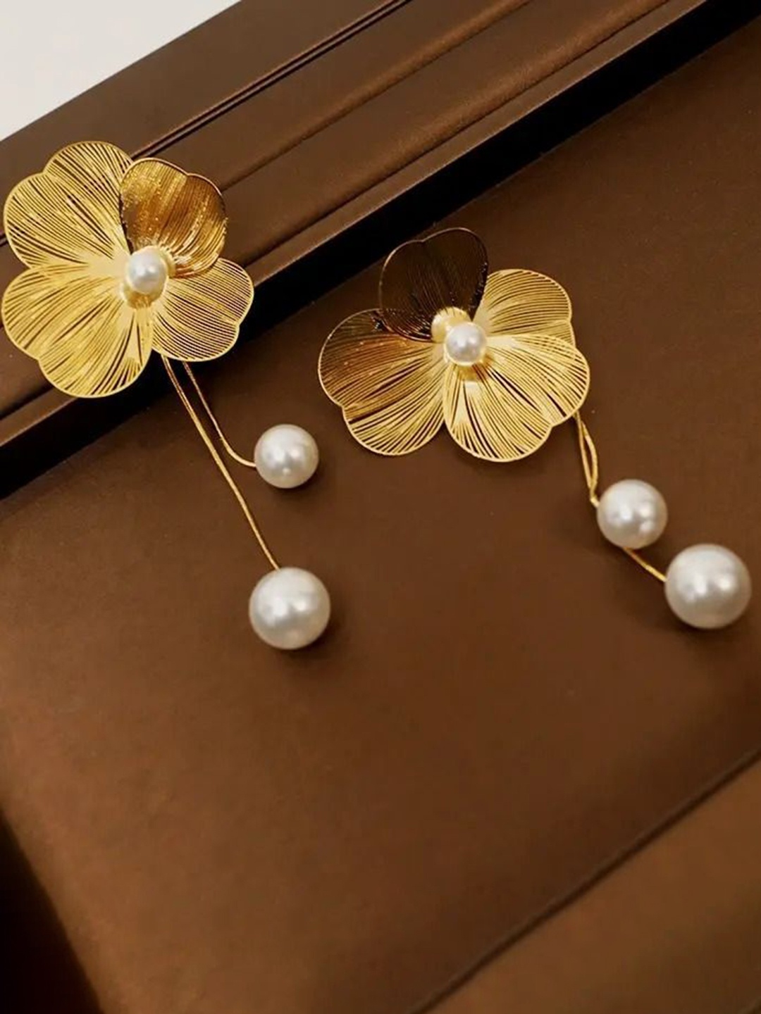 

DressBerry Floral Drop Earrings, Gold