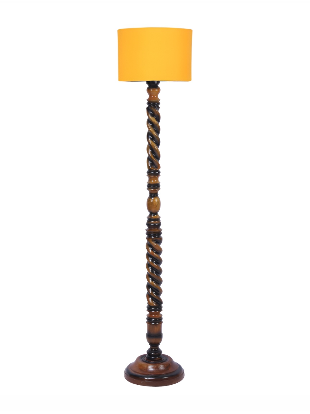 

Devansh Brown & Yellow Cylindical Shaped Wooden Floor Lamp