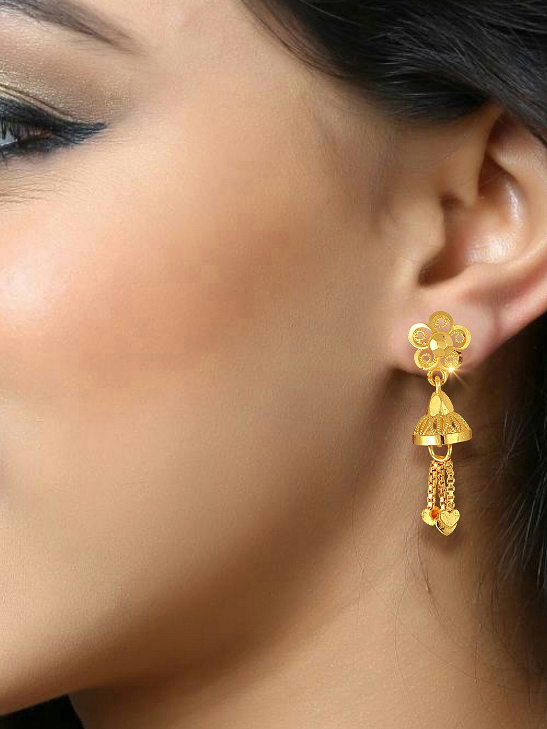 

DIVASTRI Contemporary Jhumkas Earrings, Gold