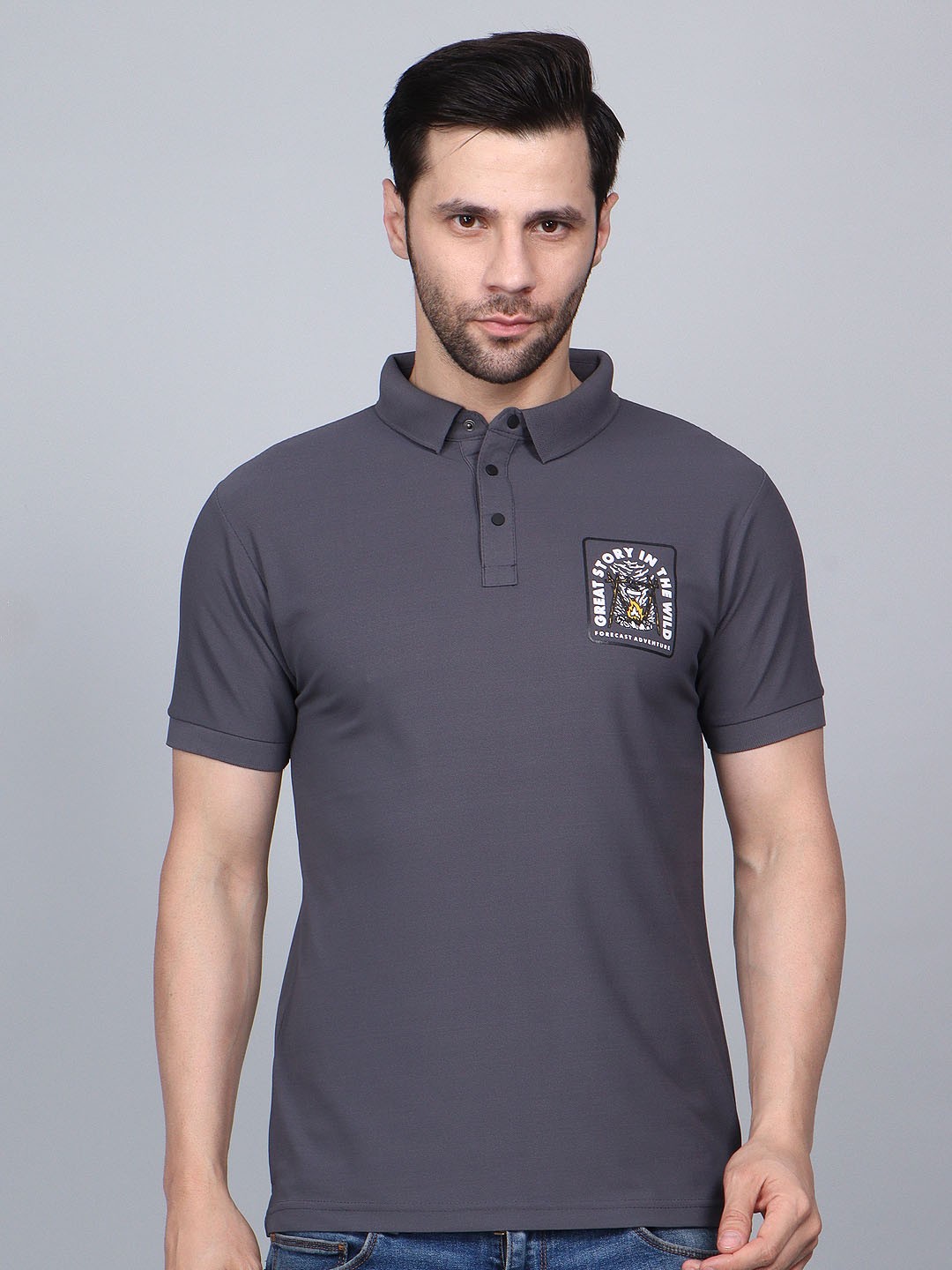 

Fitcore Men Dri-FIT Solid Polo Collar T-shirt, Black