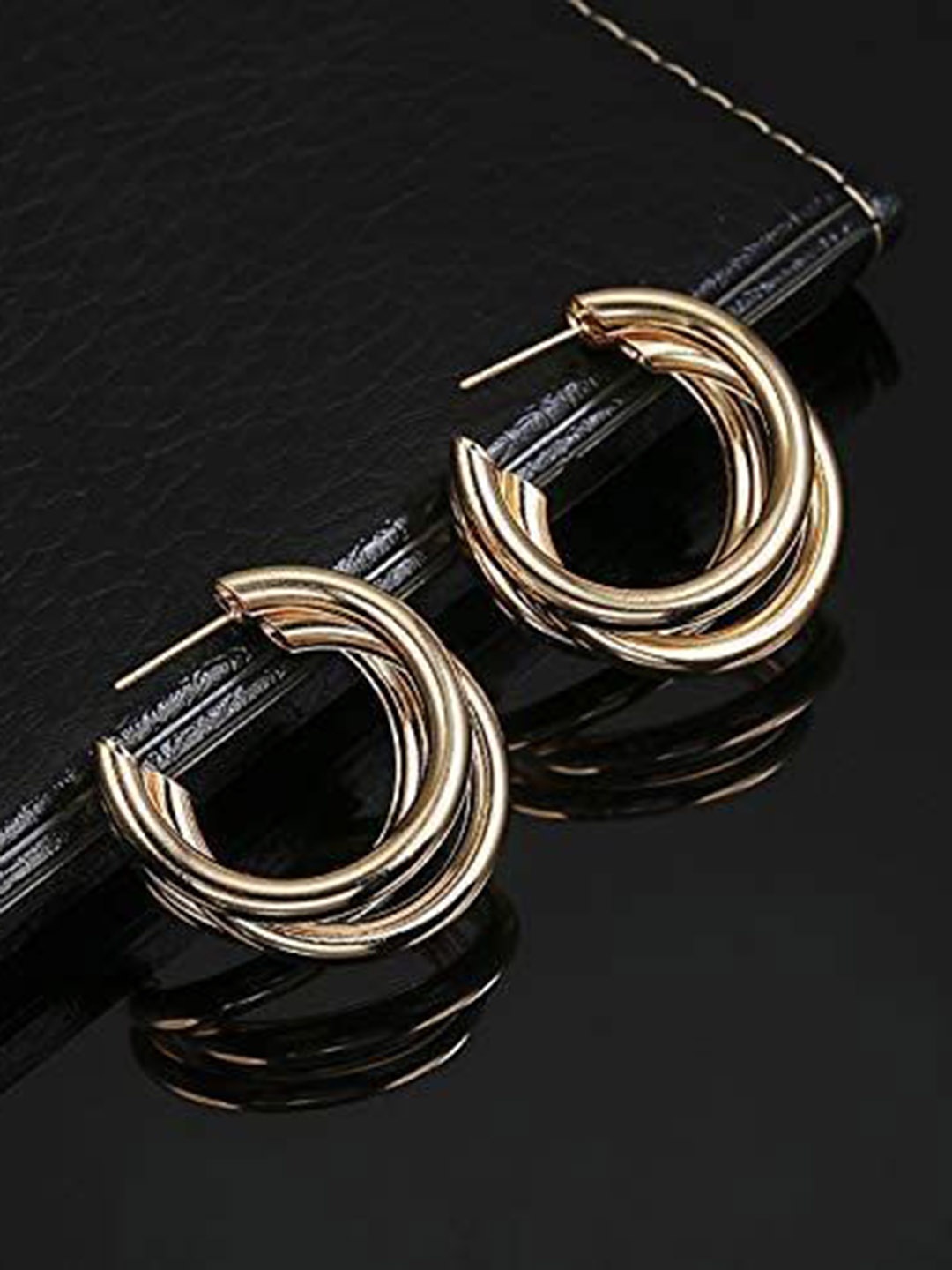 

DressBerry Circular Half Hoop Earrings, Gold