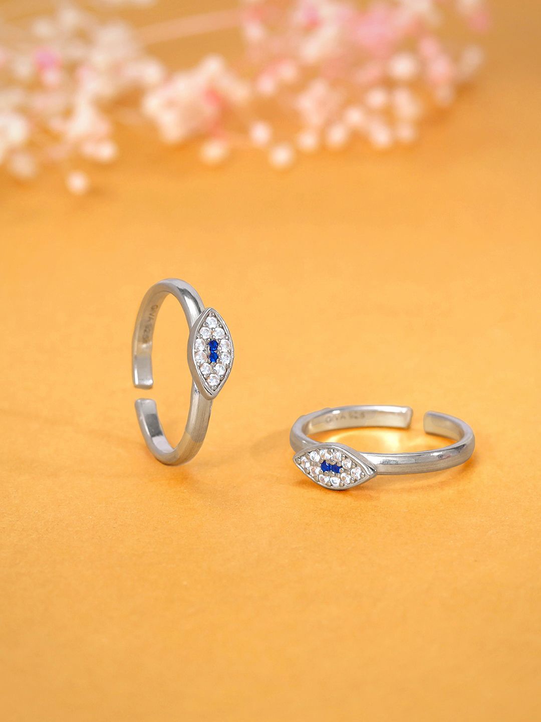 

GIVA Rhodium-Plated Toe Rings, Silver