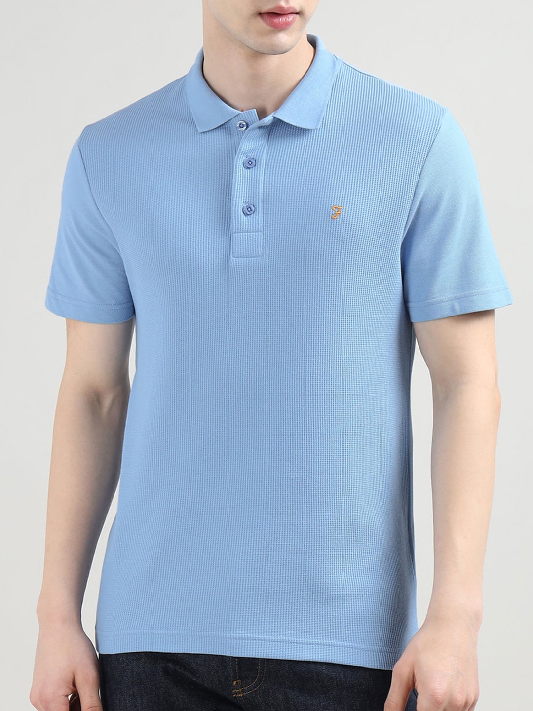 

Farah Men Solid Polo Collar Cotton T-shirt, Blue