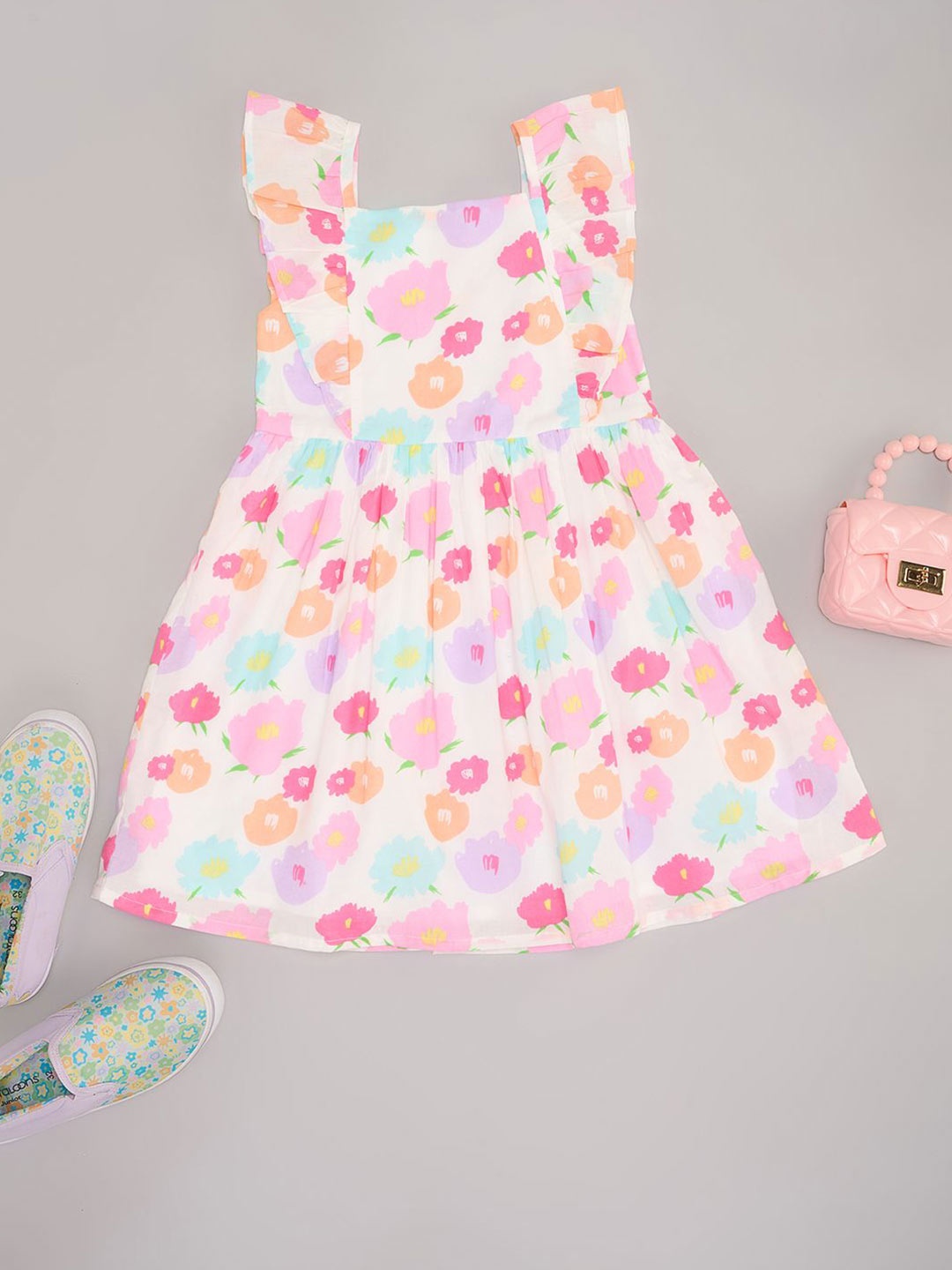 

Pantaloons Junior Print Flutter Sleeve Fit & Flare Dress, White