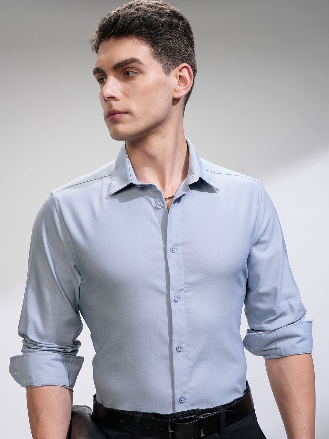 

HIGHLANDER Men Comfort Slim Fit Opaque Casual Shirt, Lavender