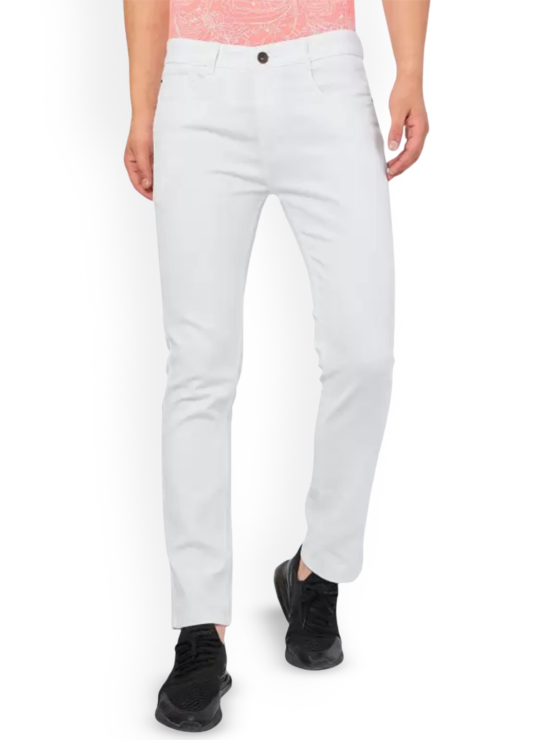 

COMFITS Men Classic Slim Fit Mildly Distressed Jeans, White