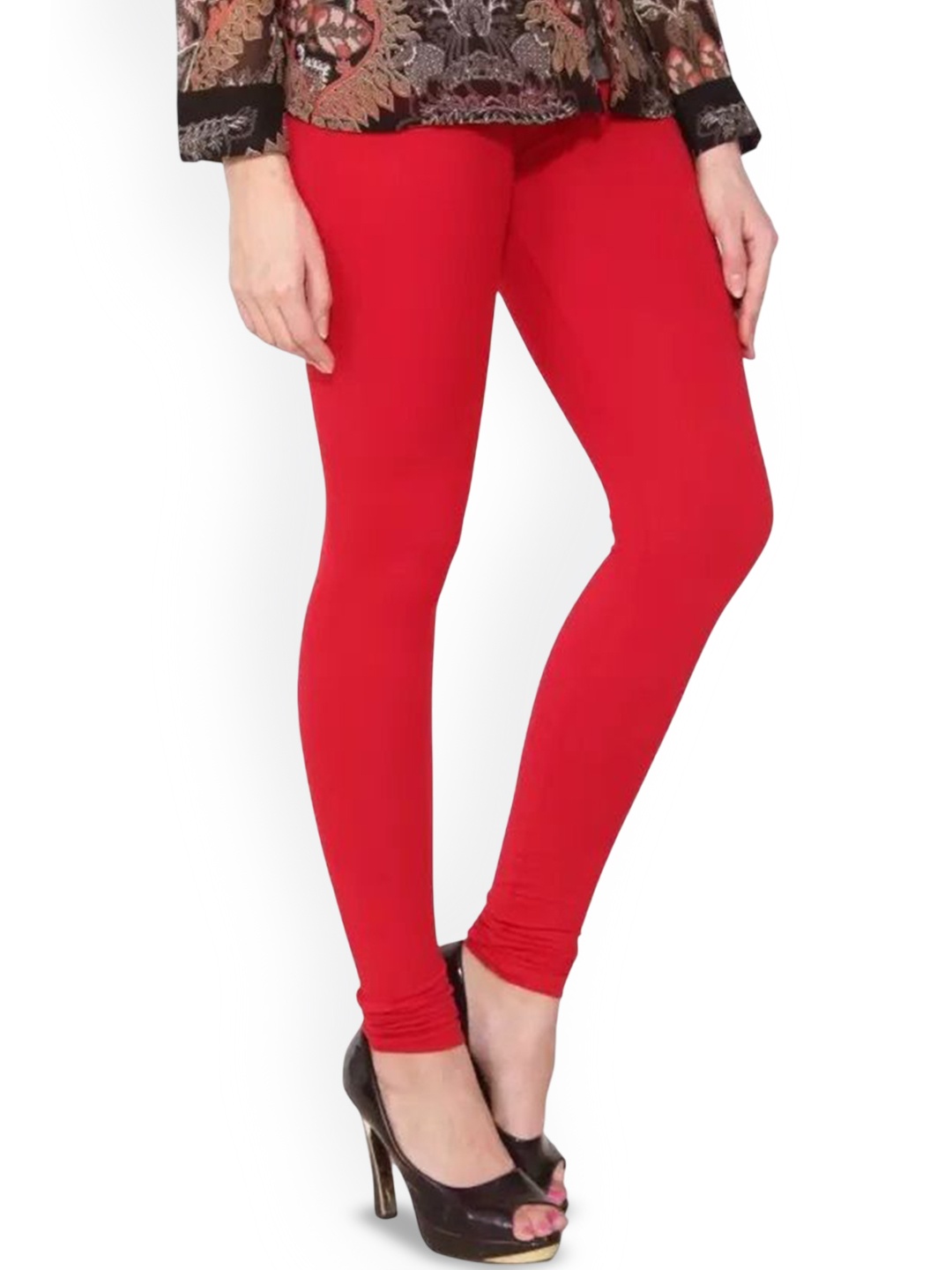 

URBAN KANYA Mid-Rise Churidar-Length Leggings, Red