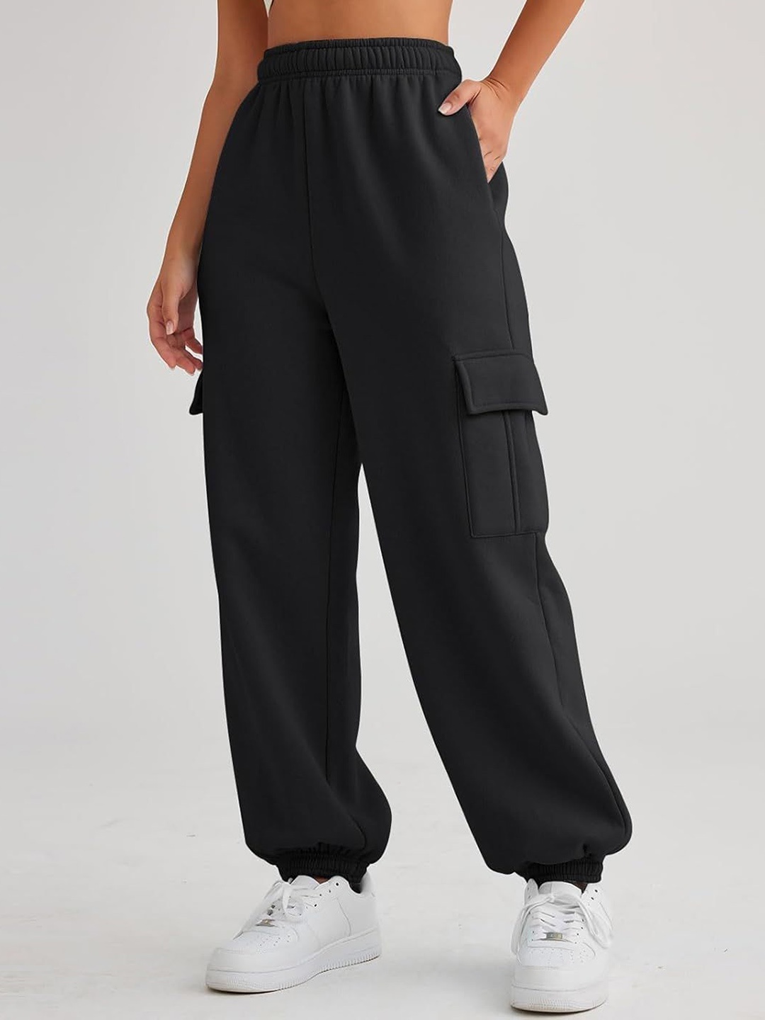 

Q-rious Women Loose Fit Joggers Trousers, Black