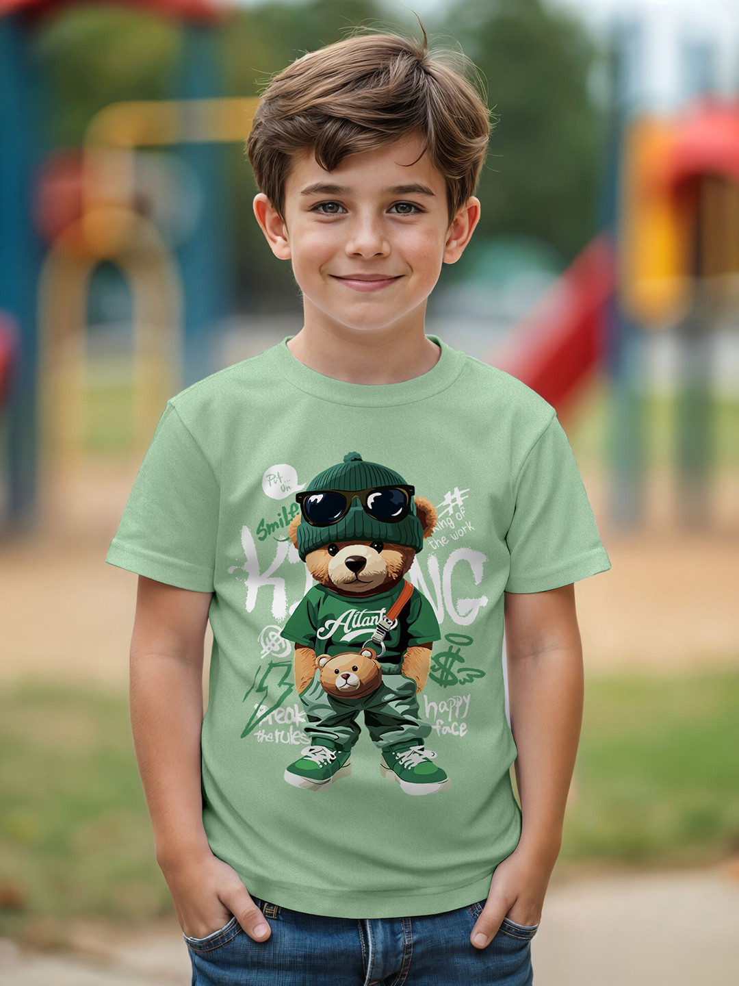 

Provogue Boys Typography Printed T-shirt, Green