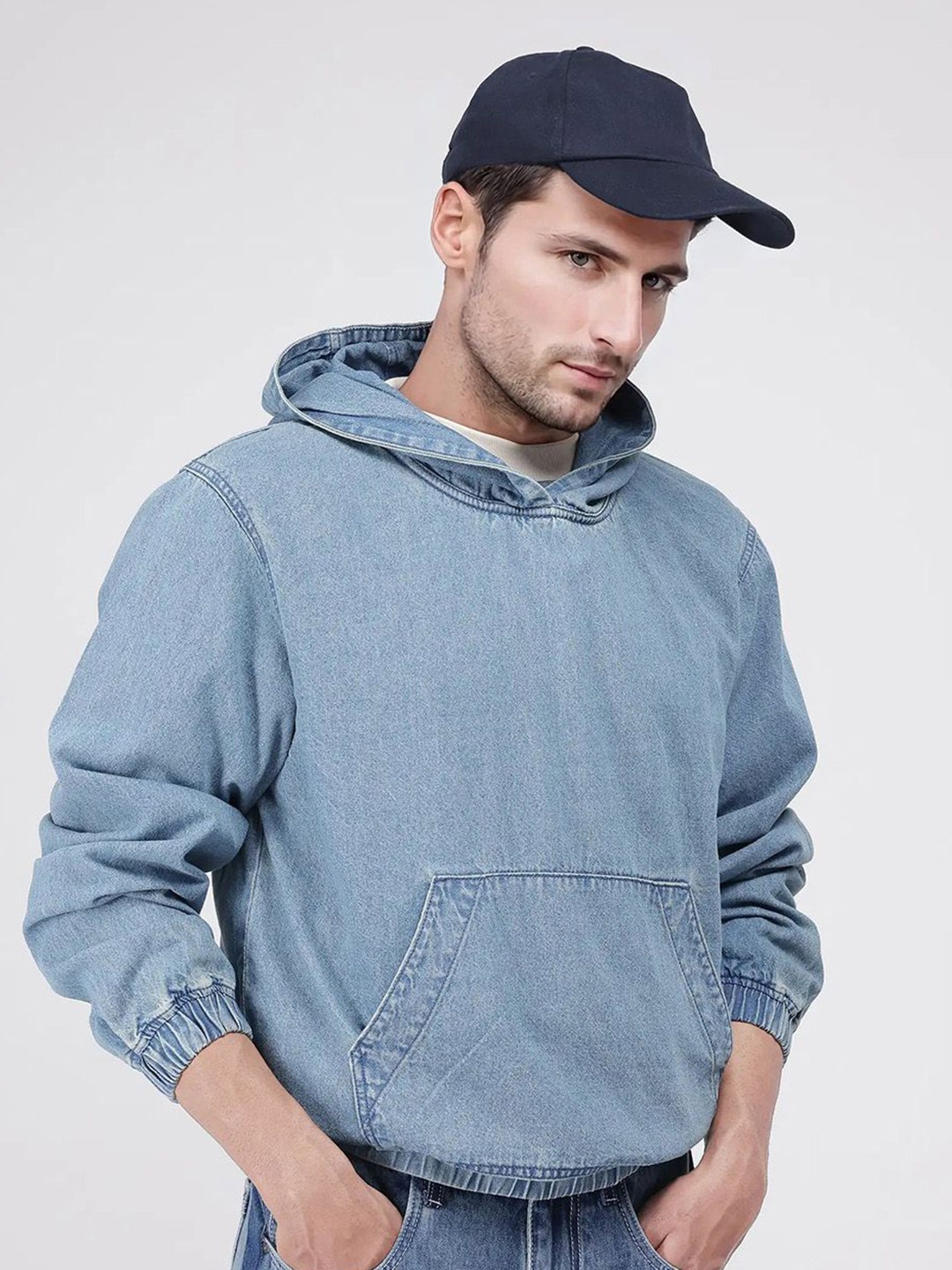 

RARE RABBIT Men Hooded Sweatshirt, Blue