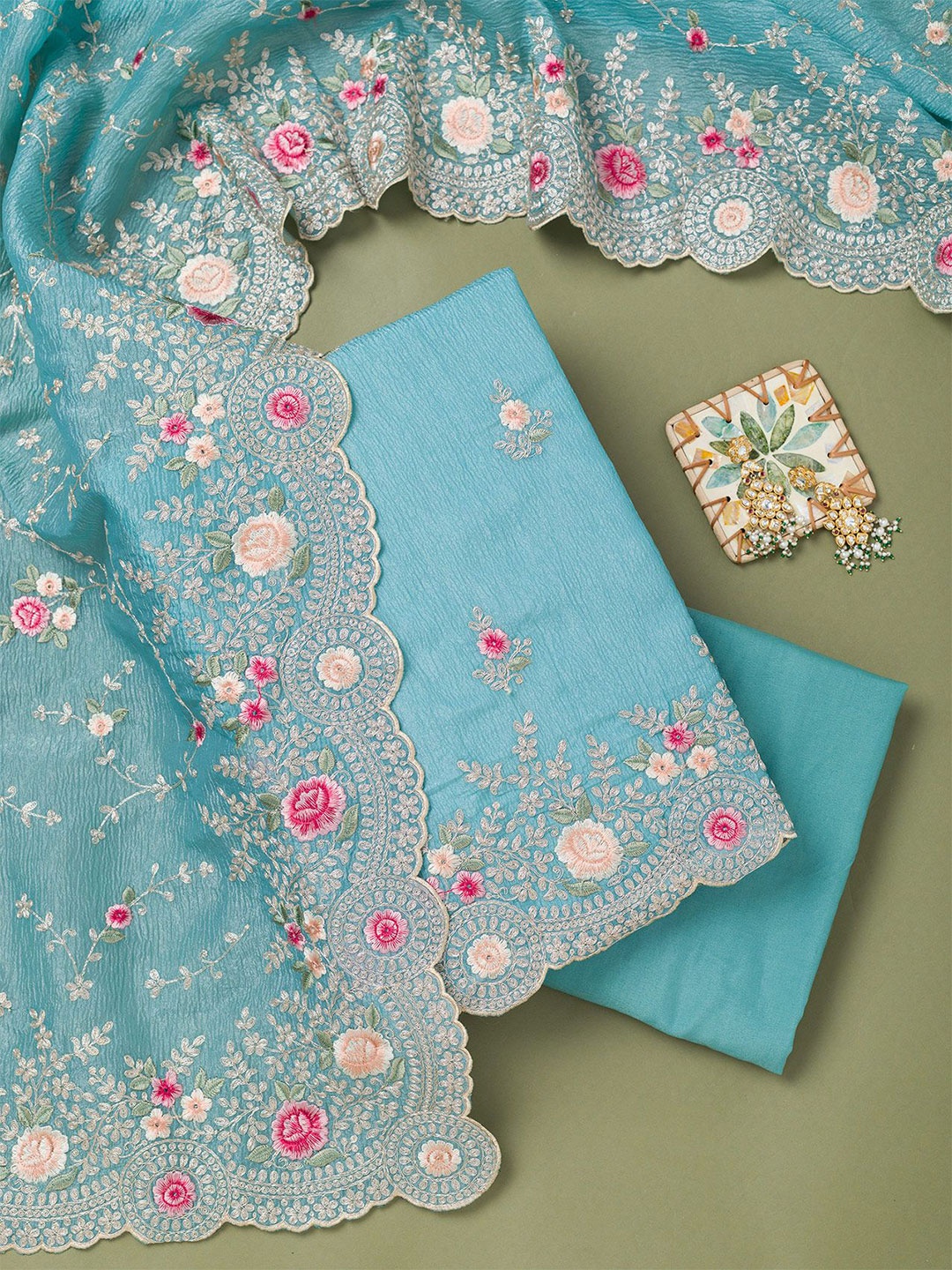 

Koskii Unstitched Dress Material, Blue