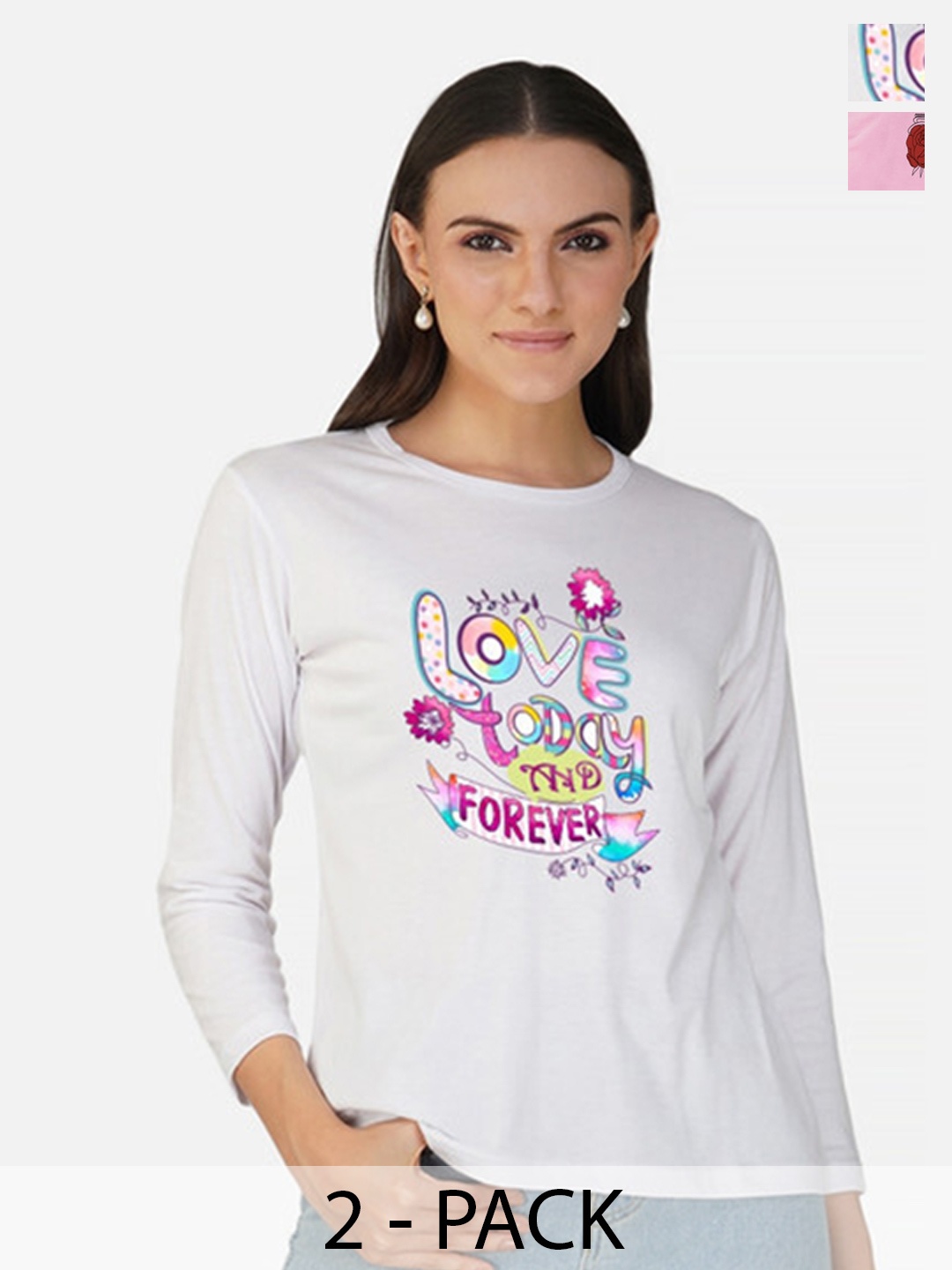 

Metronaut Women 2 Printed Bio Finish Applique T-shirt, White
