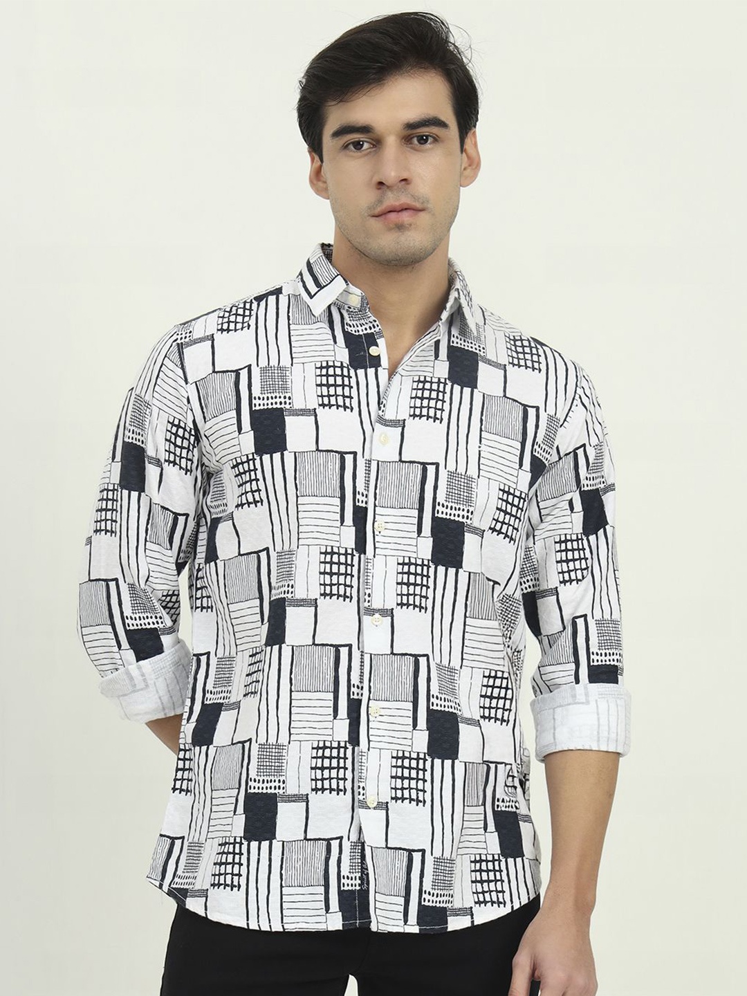

JADE BLUE Men Slim Fit Opaque Printed Casual Shirt, Multi