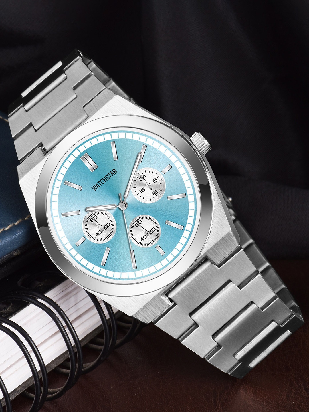 

WATCHSTAR Men Patterned Dial & Stainless Steel Straps Analogue Watch Crono royal BlueDL, Blue