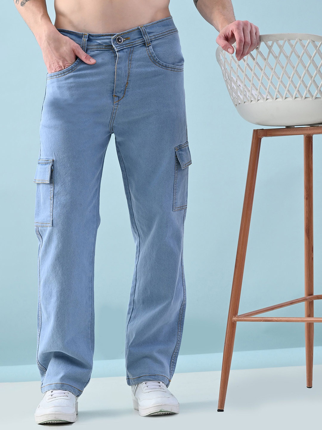 

Moda Rapido Men Classic Mildly Distressed Jeans, Blue