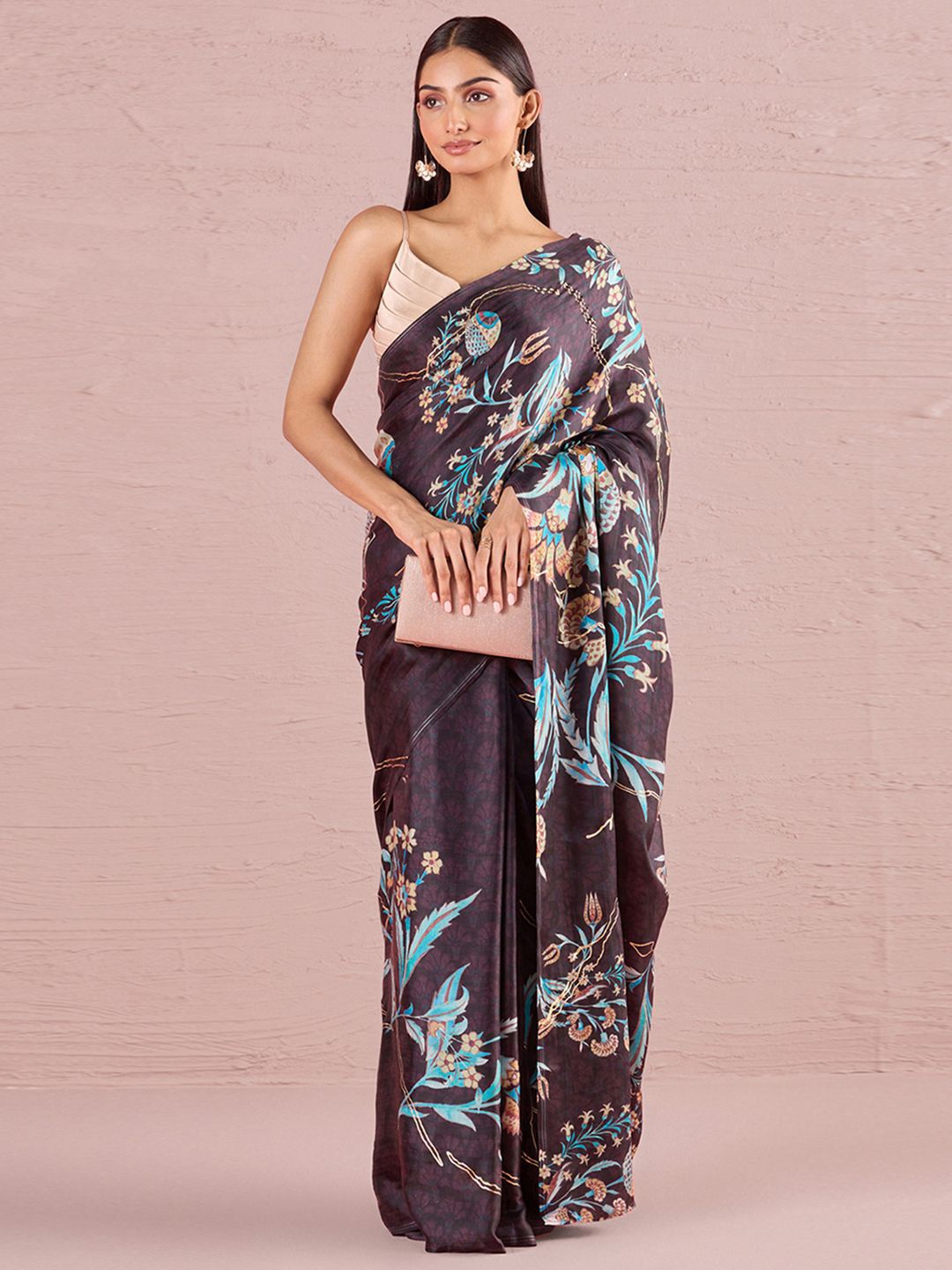 

navyasa by liva Floral Liva Saree, Black