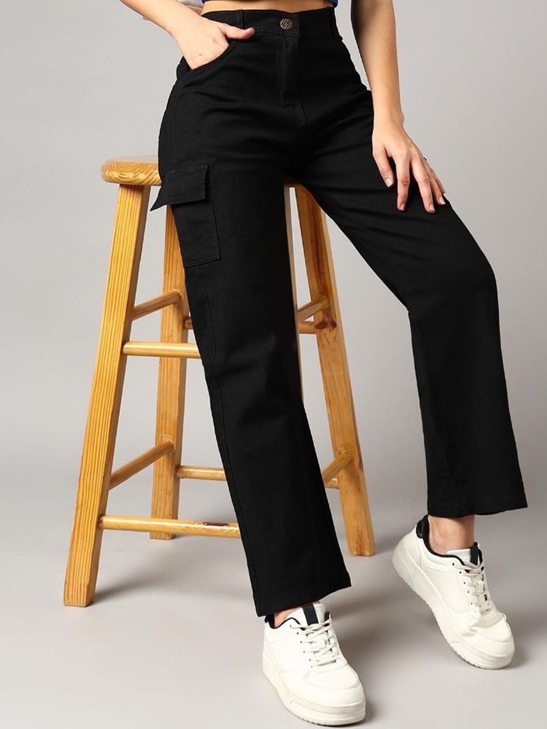 

MERCEL Women Boyfriend Fit High-Rise Jeans, Black
