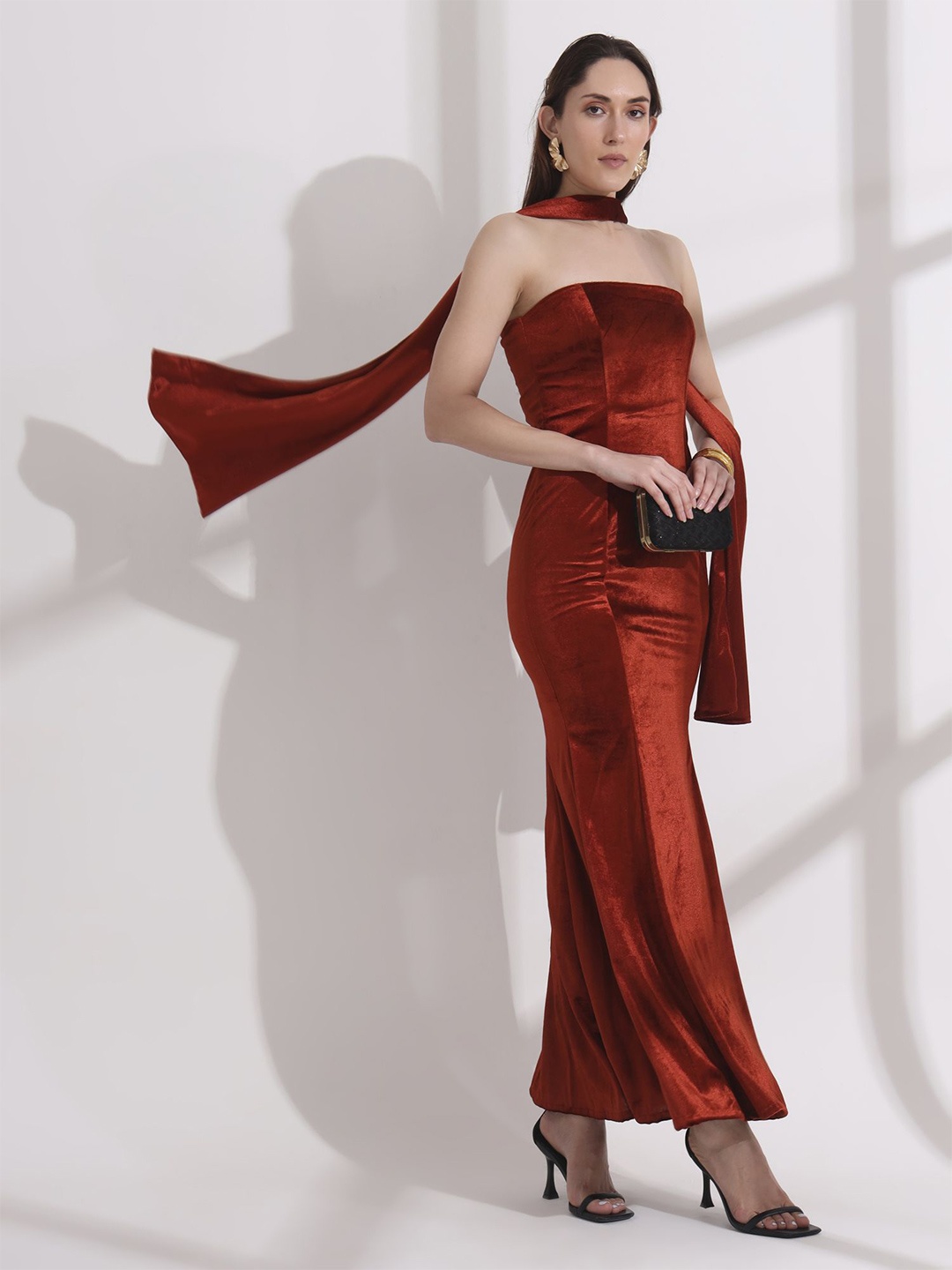 

Salvia Sky Velvet Maxi Dress, Copper