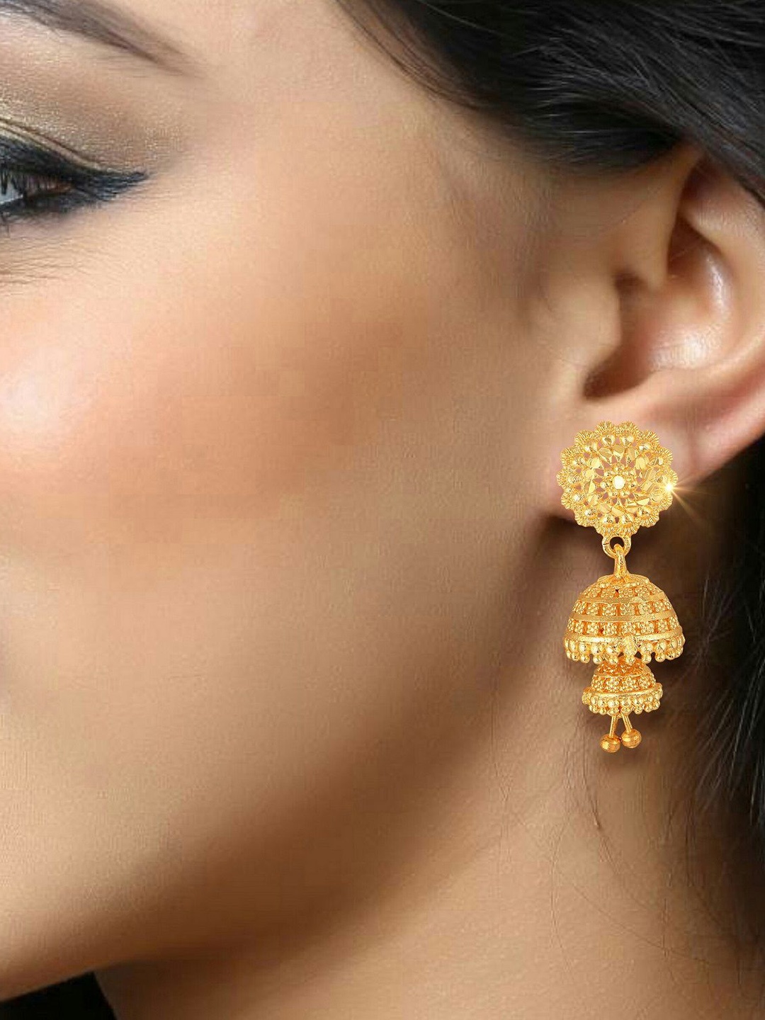 

DIVASTRI Contemporary Jhumkas Earrings, Gold