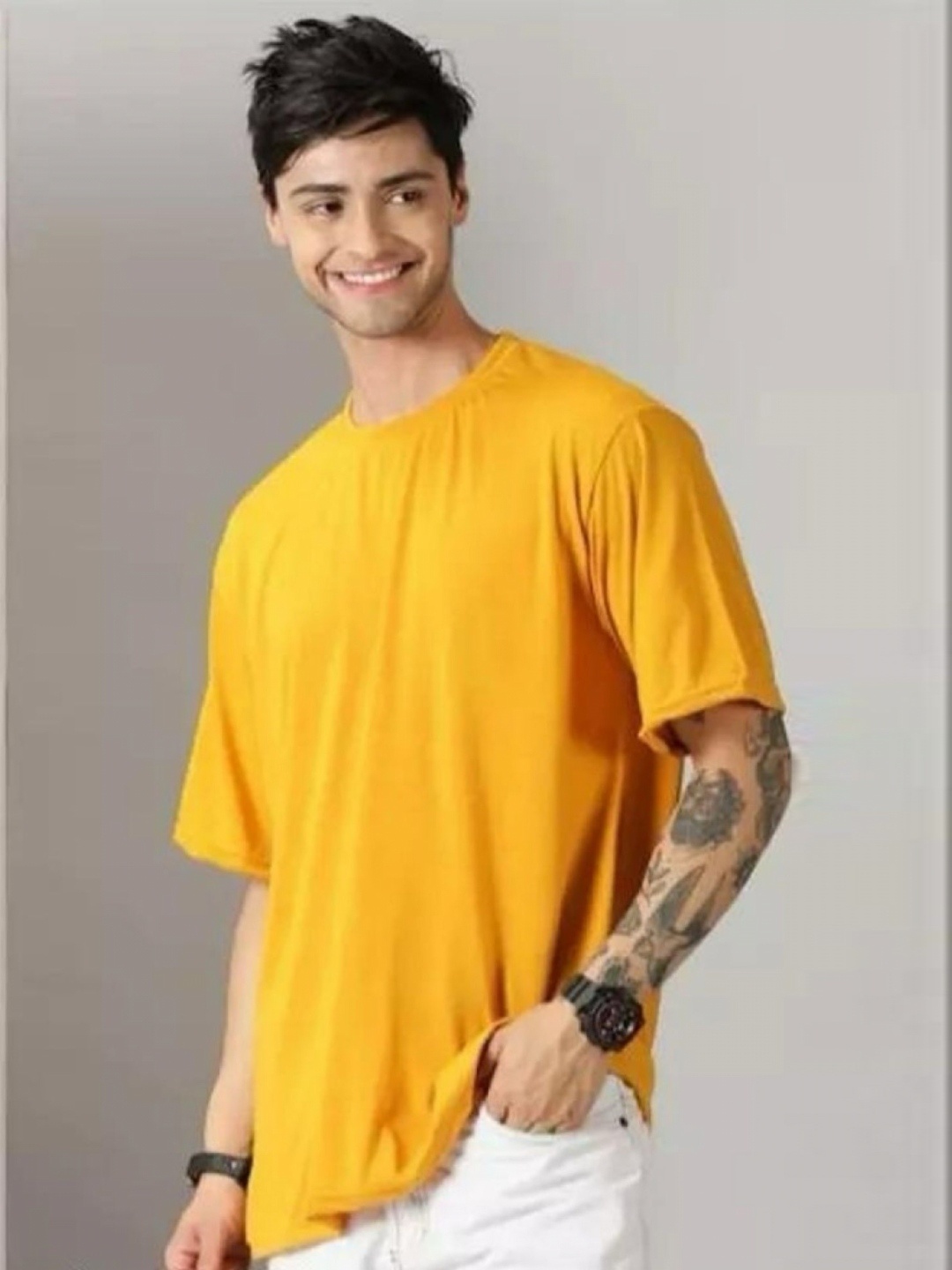 

DEEPMAYRA COLLECTION Men T-shirt, Mustard
