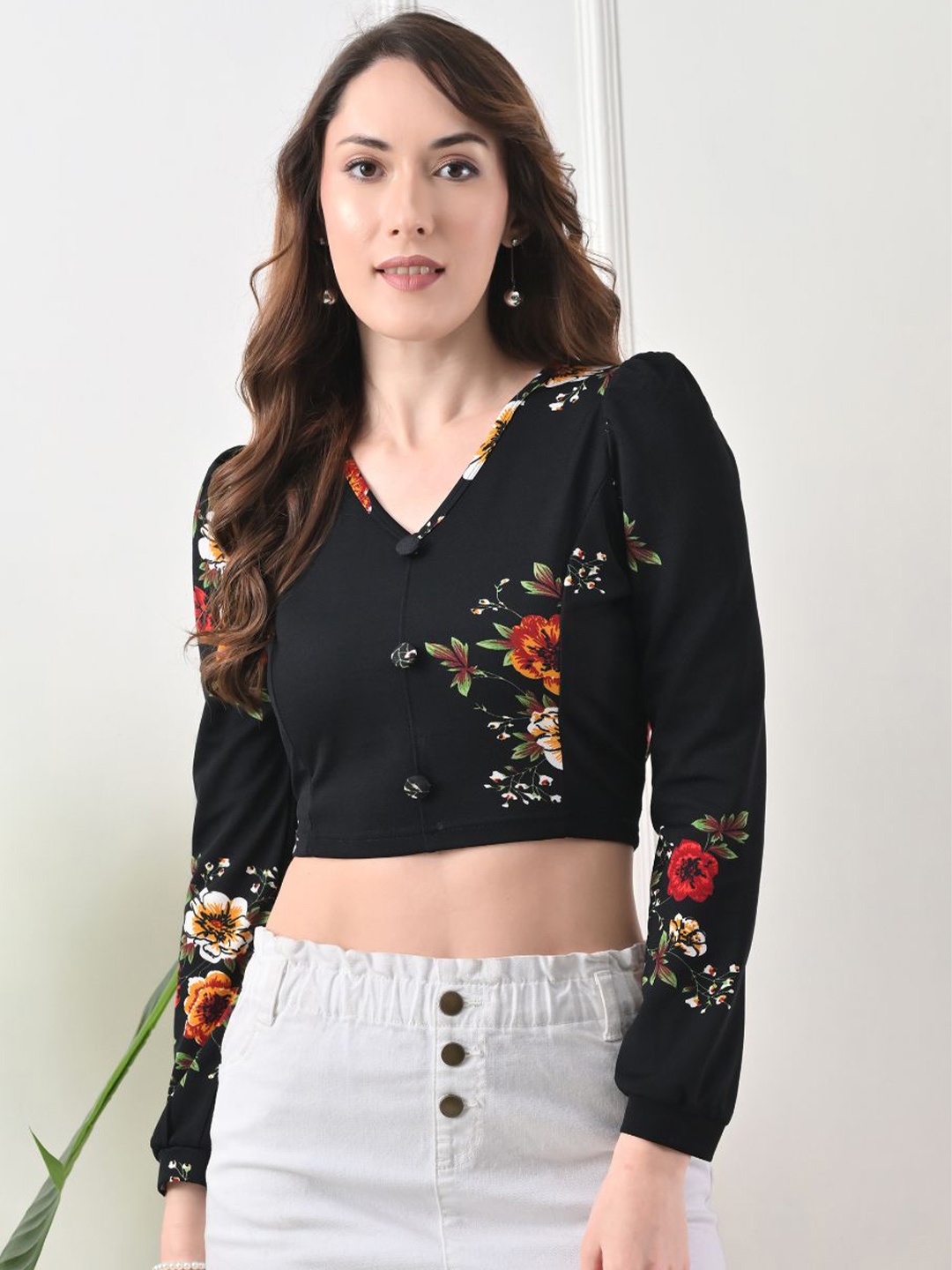 

IUGA Floral Print Crop Top, Multi